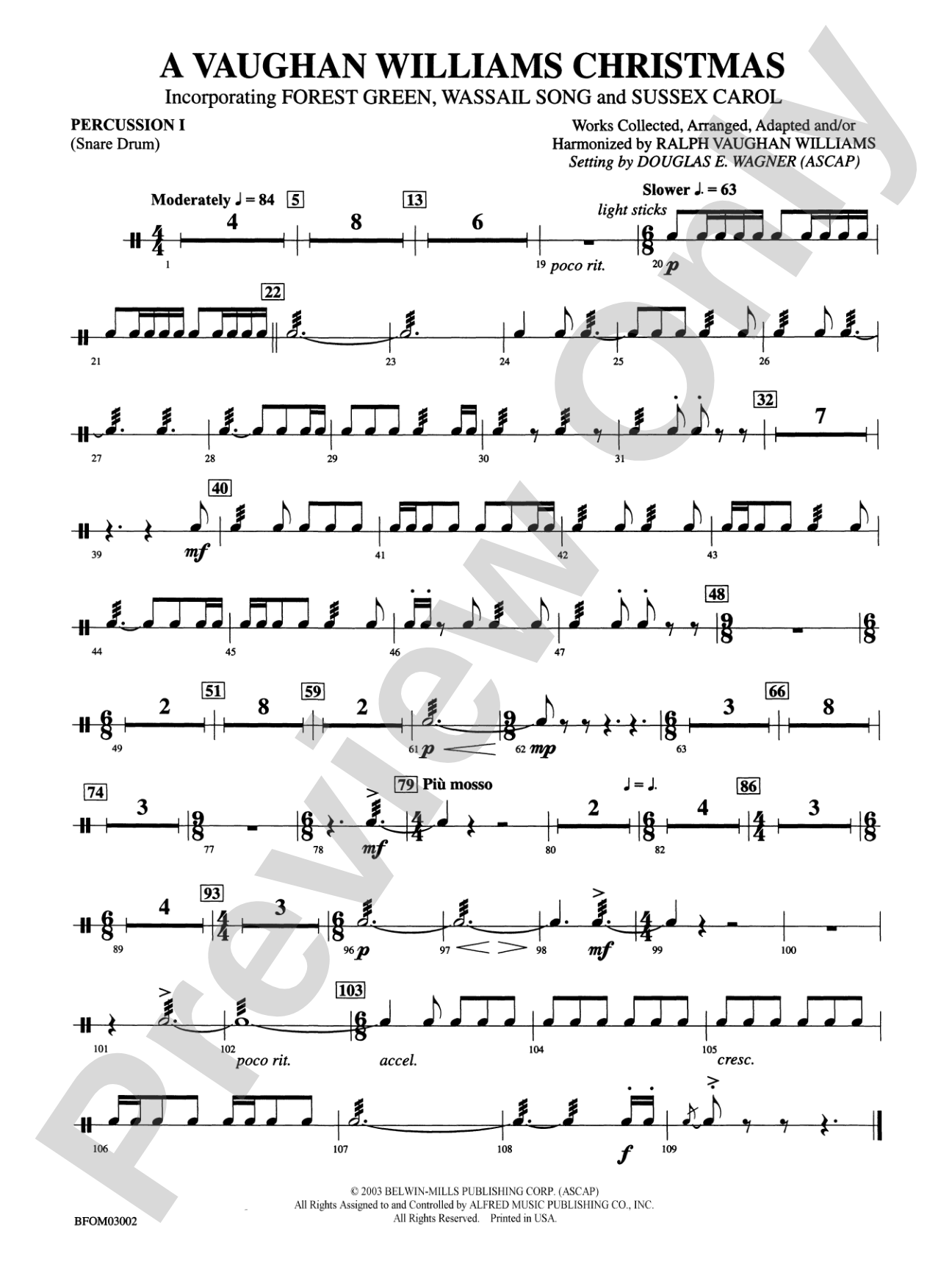 A Vaughan Williams Christmas: 1st Percussion