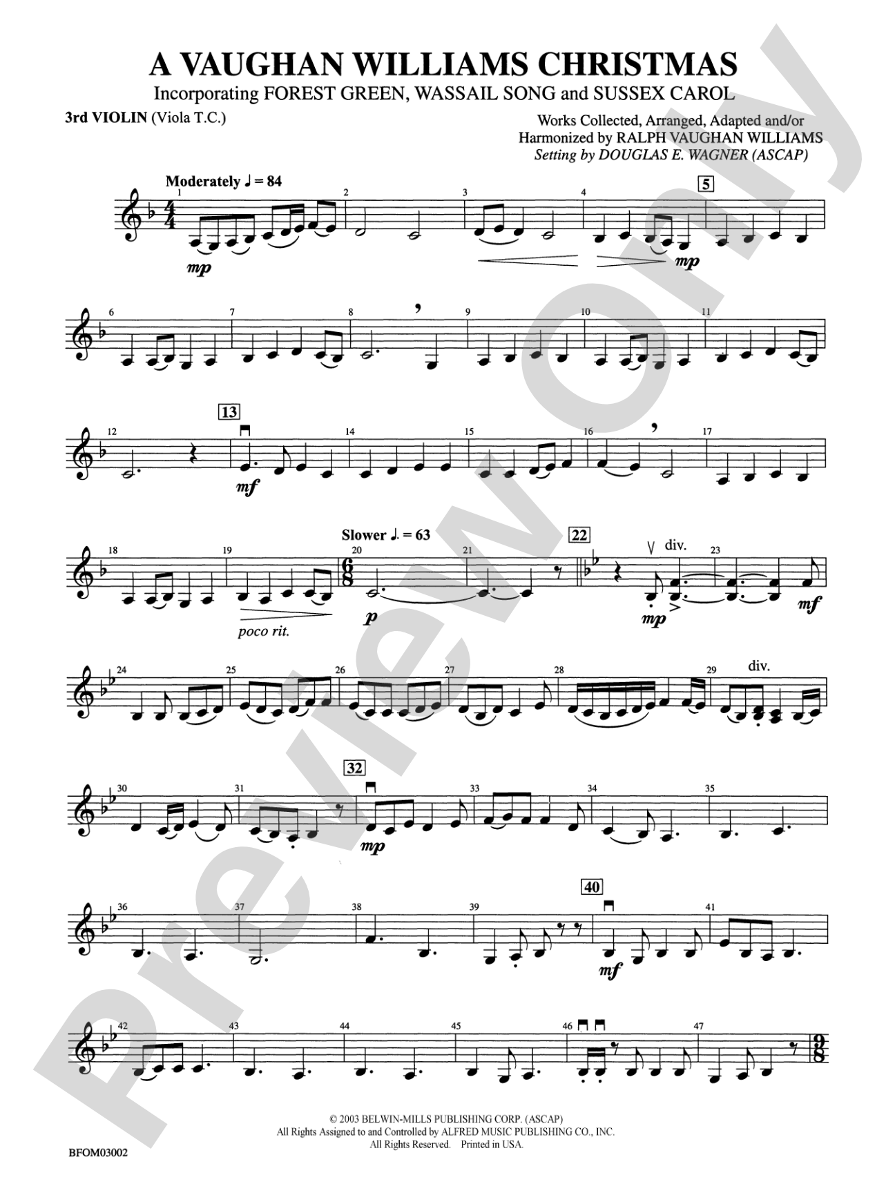 A Vaughan Williams Christmas: 3rd Violin (Viola [TC])