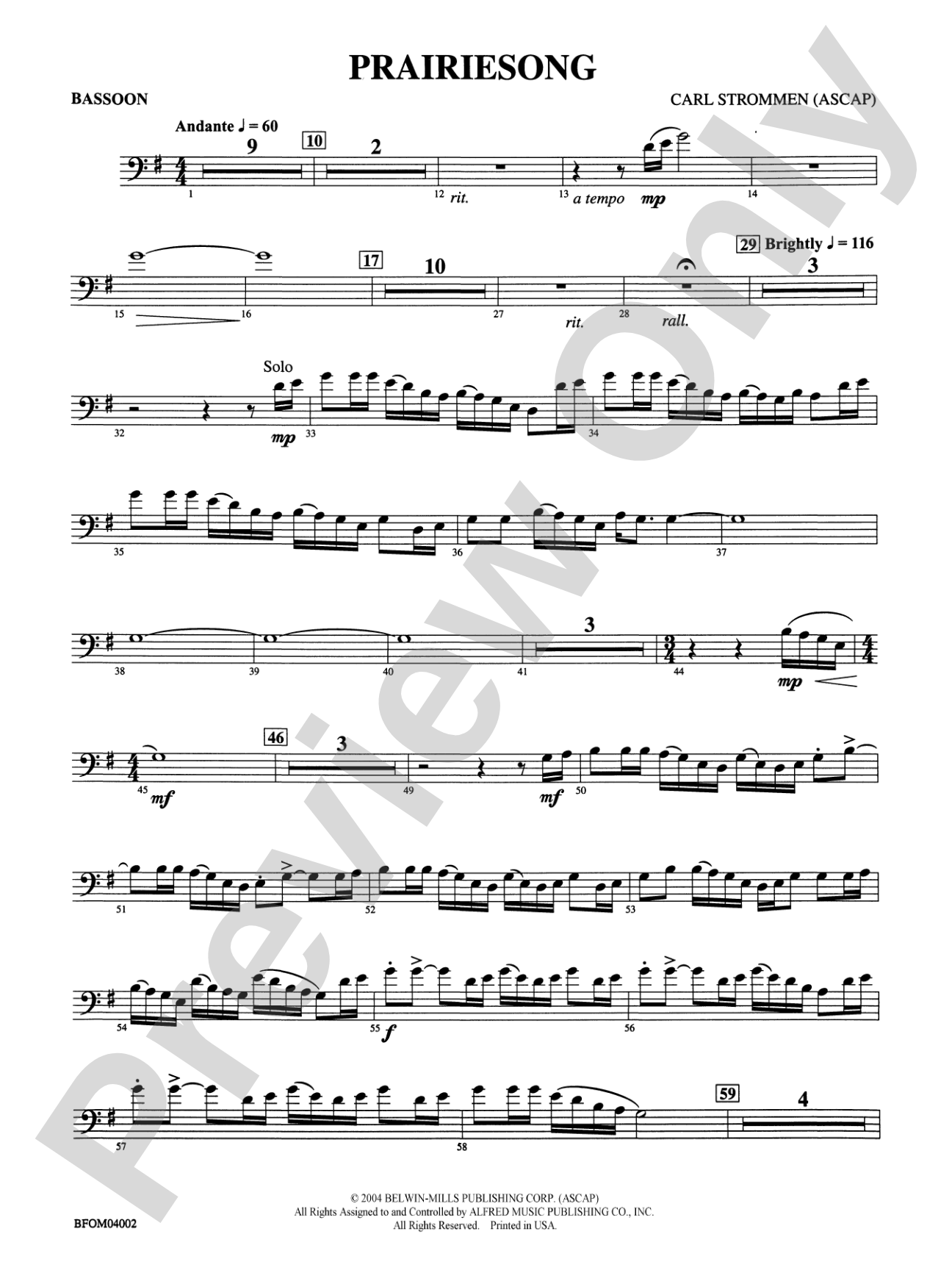 Prairiesong: Bassoon