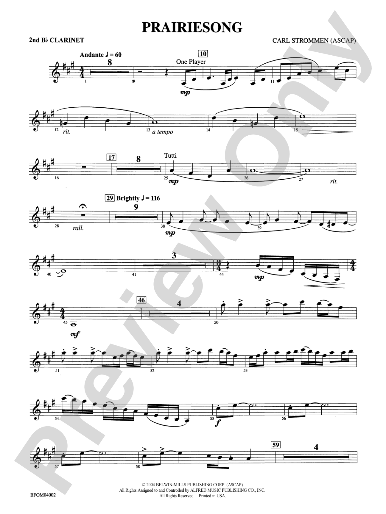 Prairiesong: 2nd B-flat Clarinet