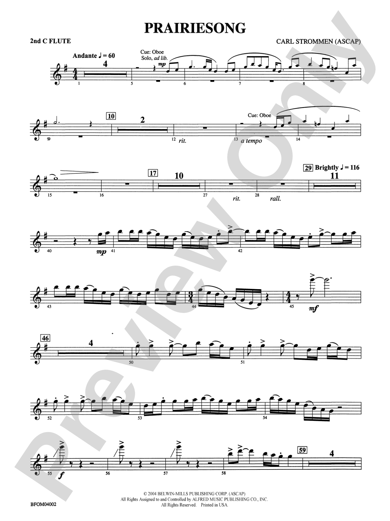 Prairiesong: 2nd Flute