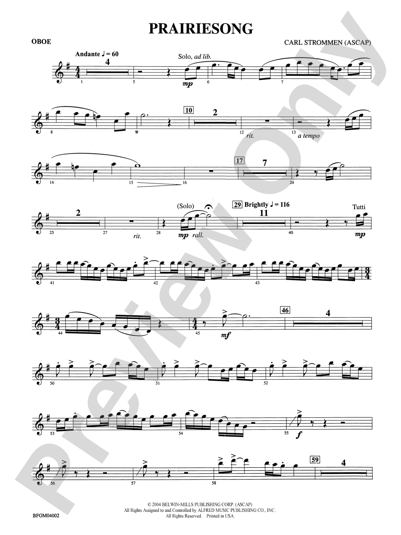 Prairiesong: Oboe