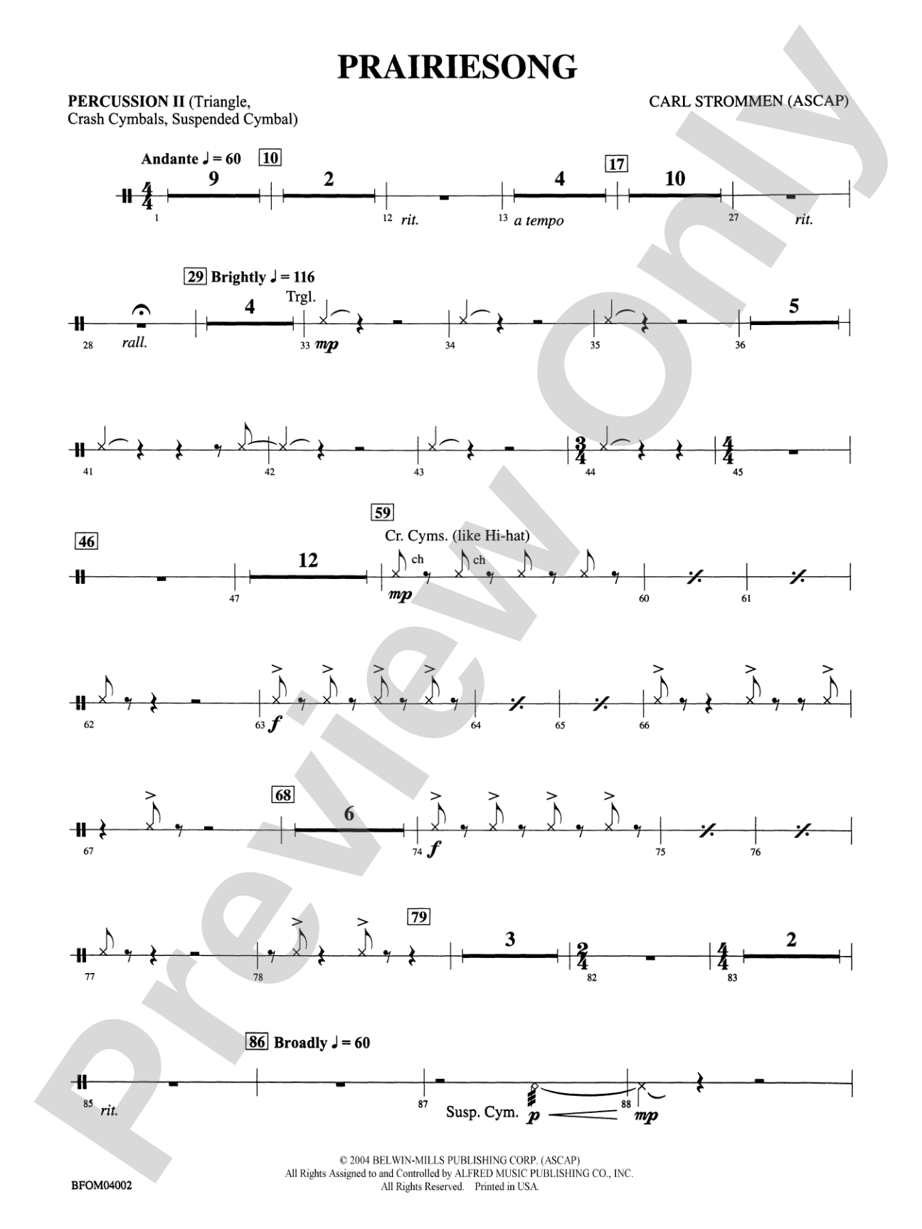 Prairiesong: 2nd Percussion