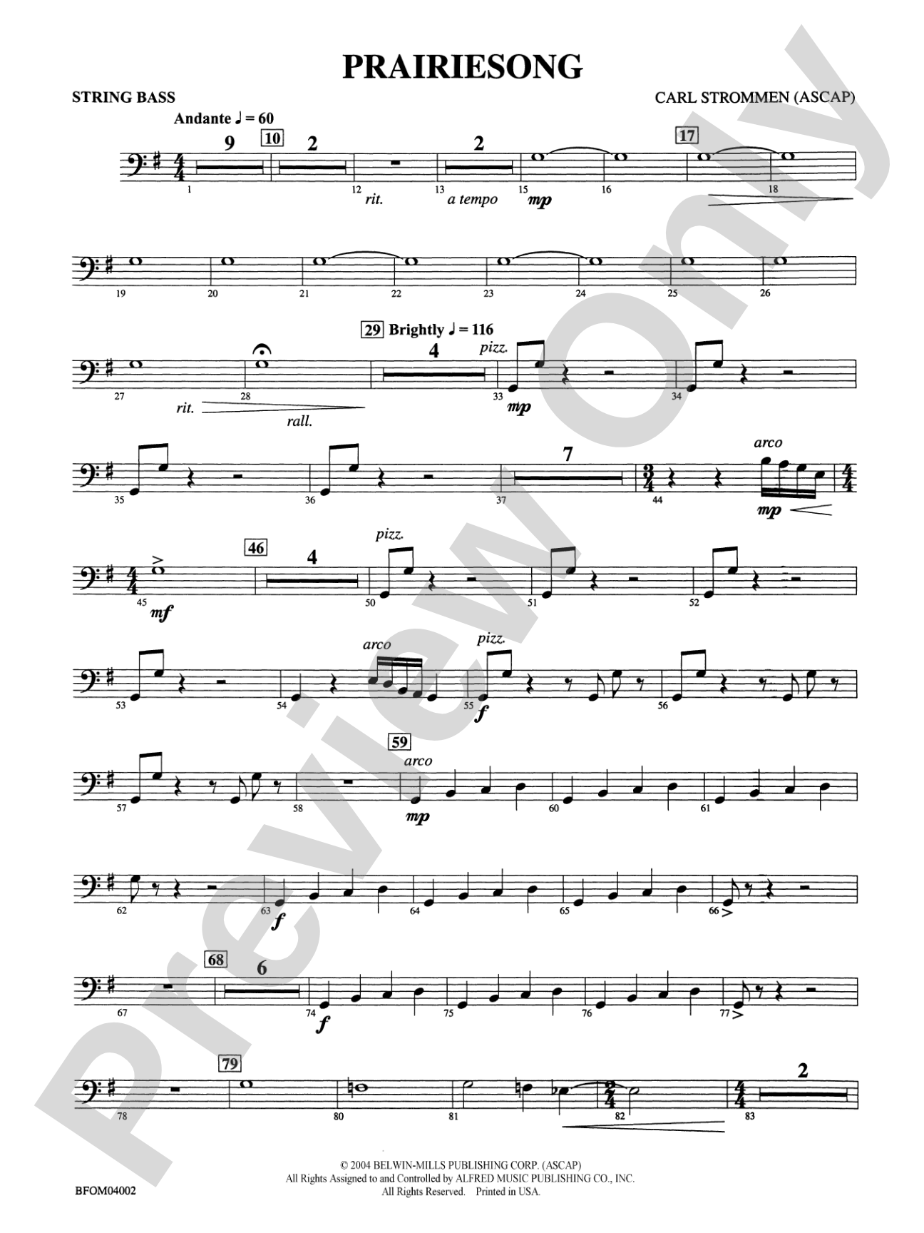 Prairiesong: String Bass