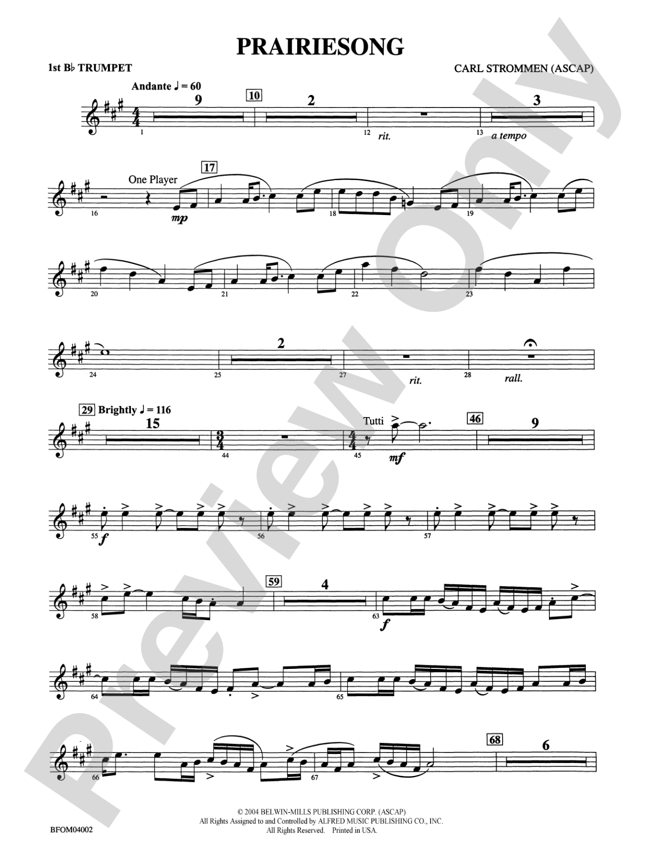 Prairiesong: 1st B-flat Trumpet