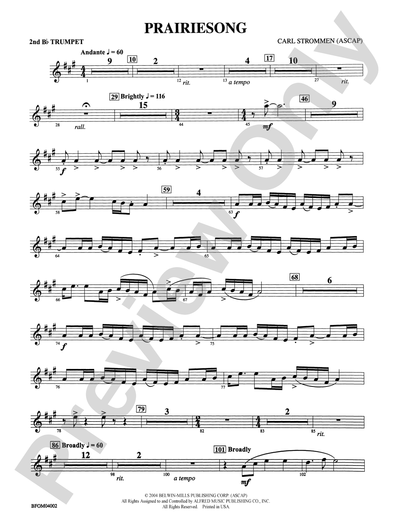 Prairiesong: 2nd B-flat Trumpet
