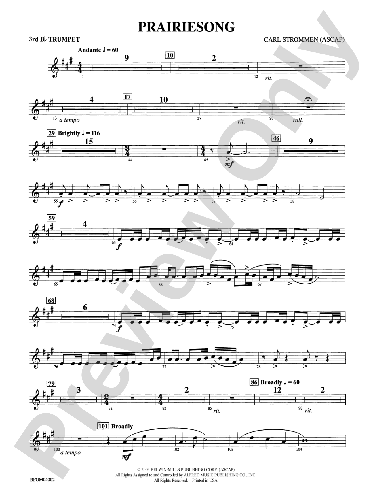 Prairiesong: 3rd B-flat Trumpet
