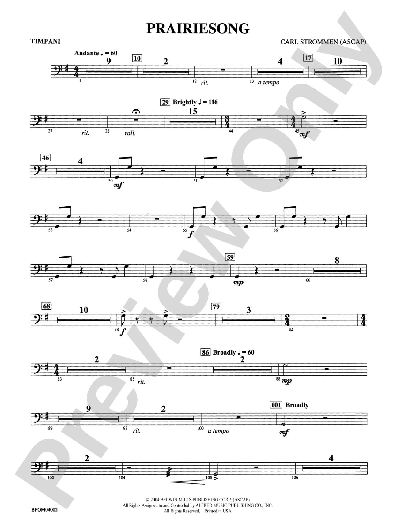 Prairiesong: Timpani