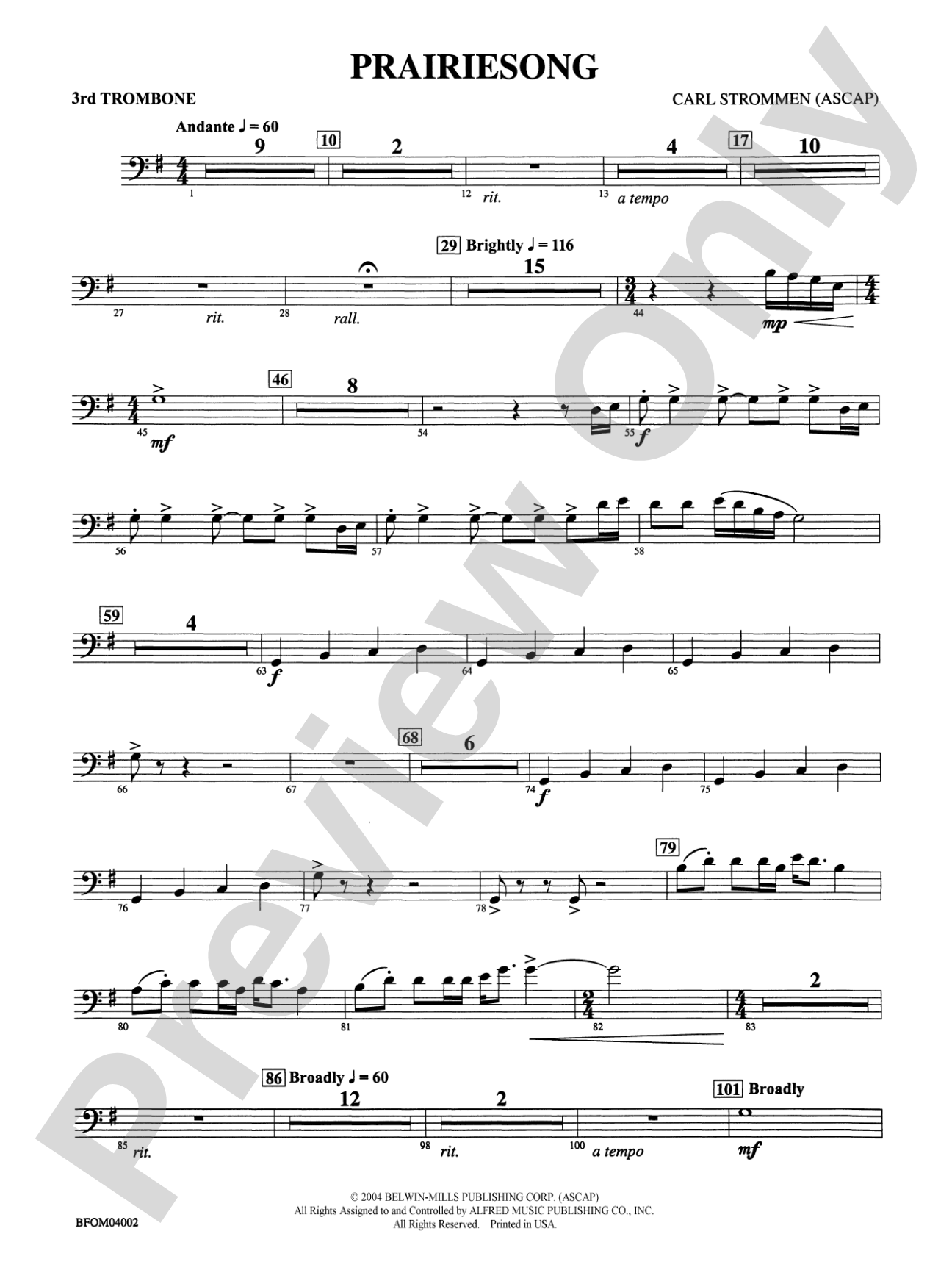 Prairiesong: 3rd Trombone