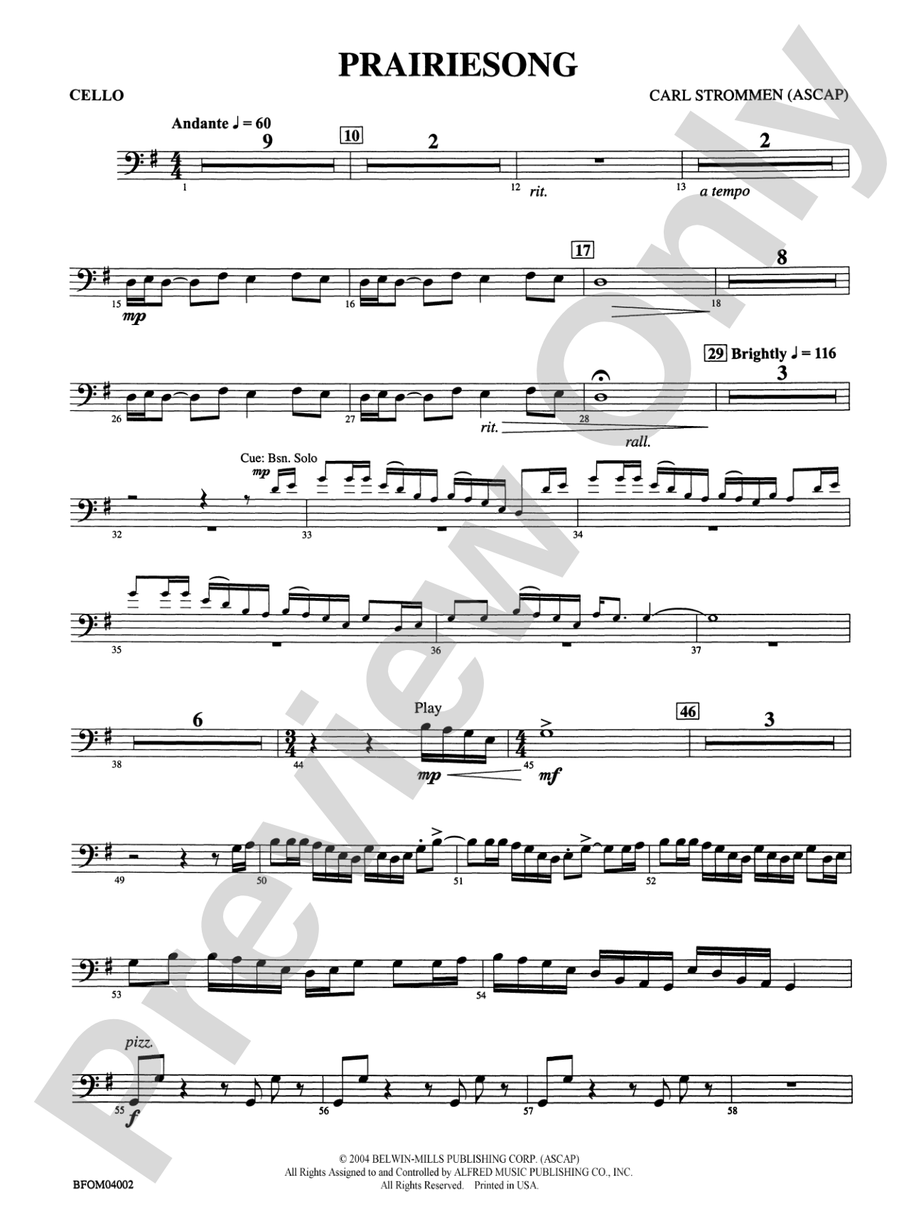 Prairiesong: Cello