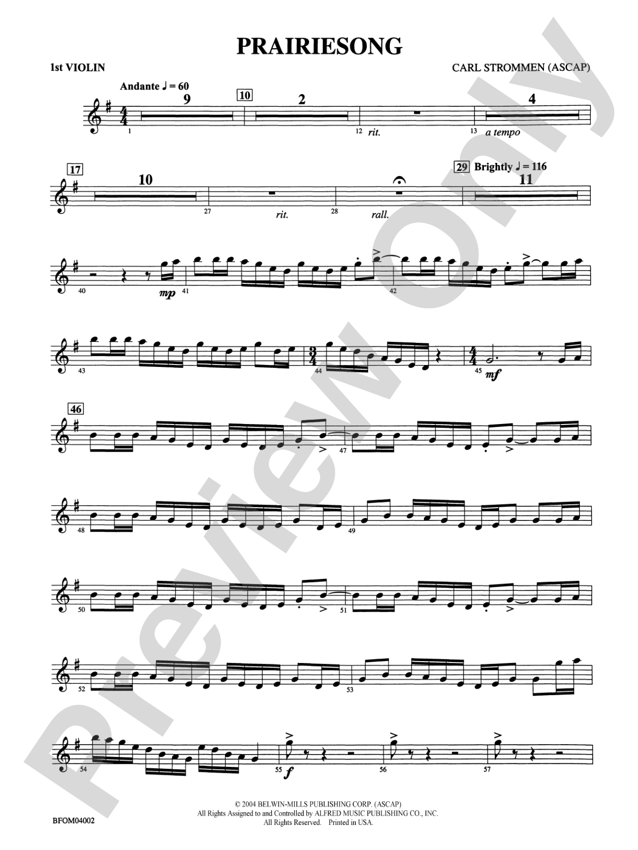 Prairiesong: 1st Violin