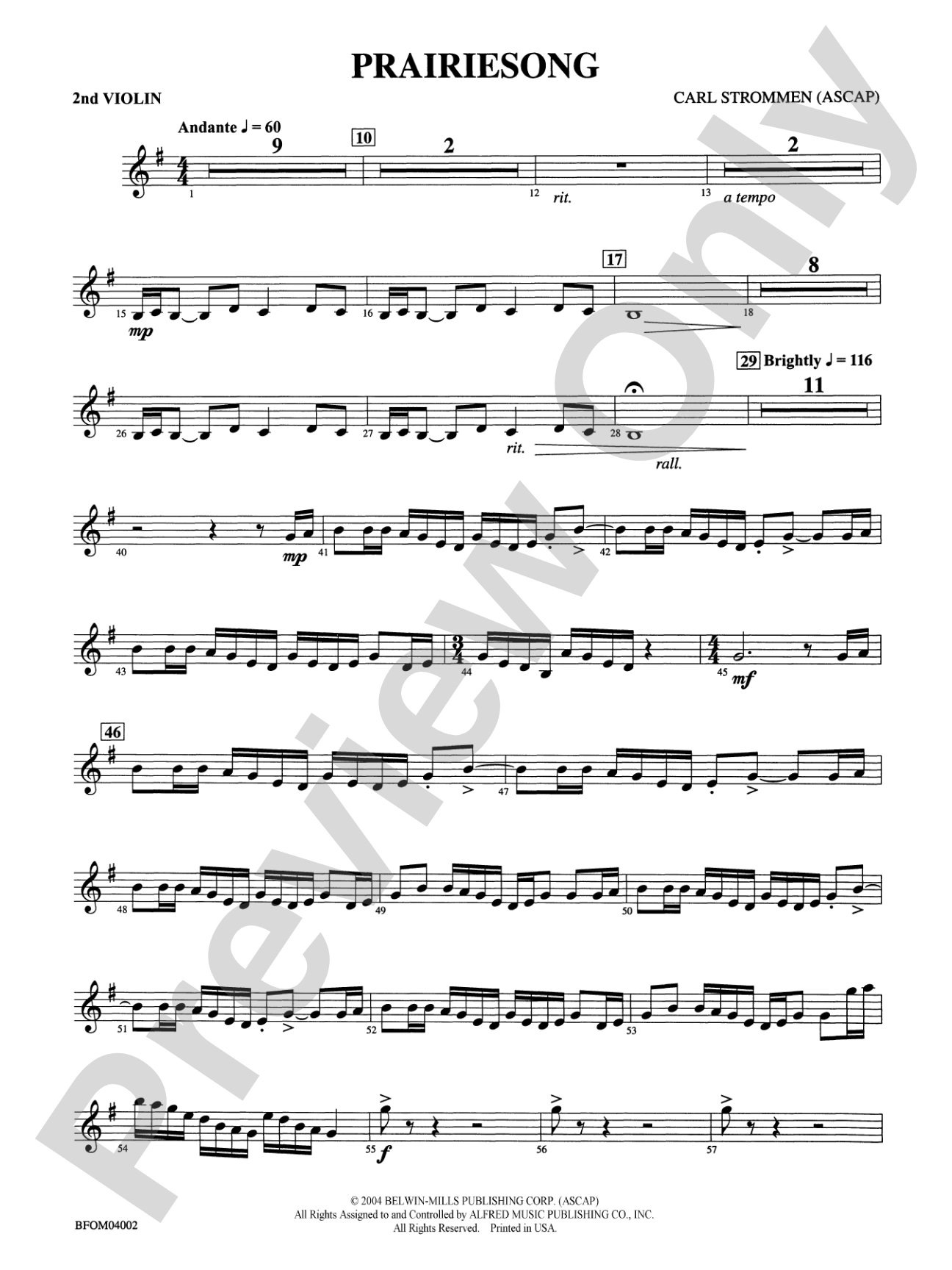 Prairiesong: 2nd Violin
