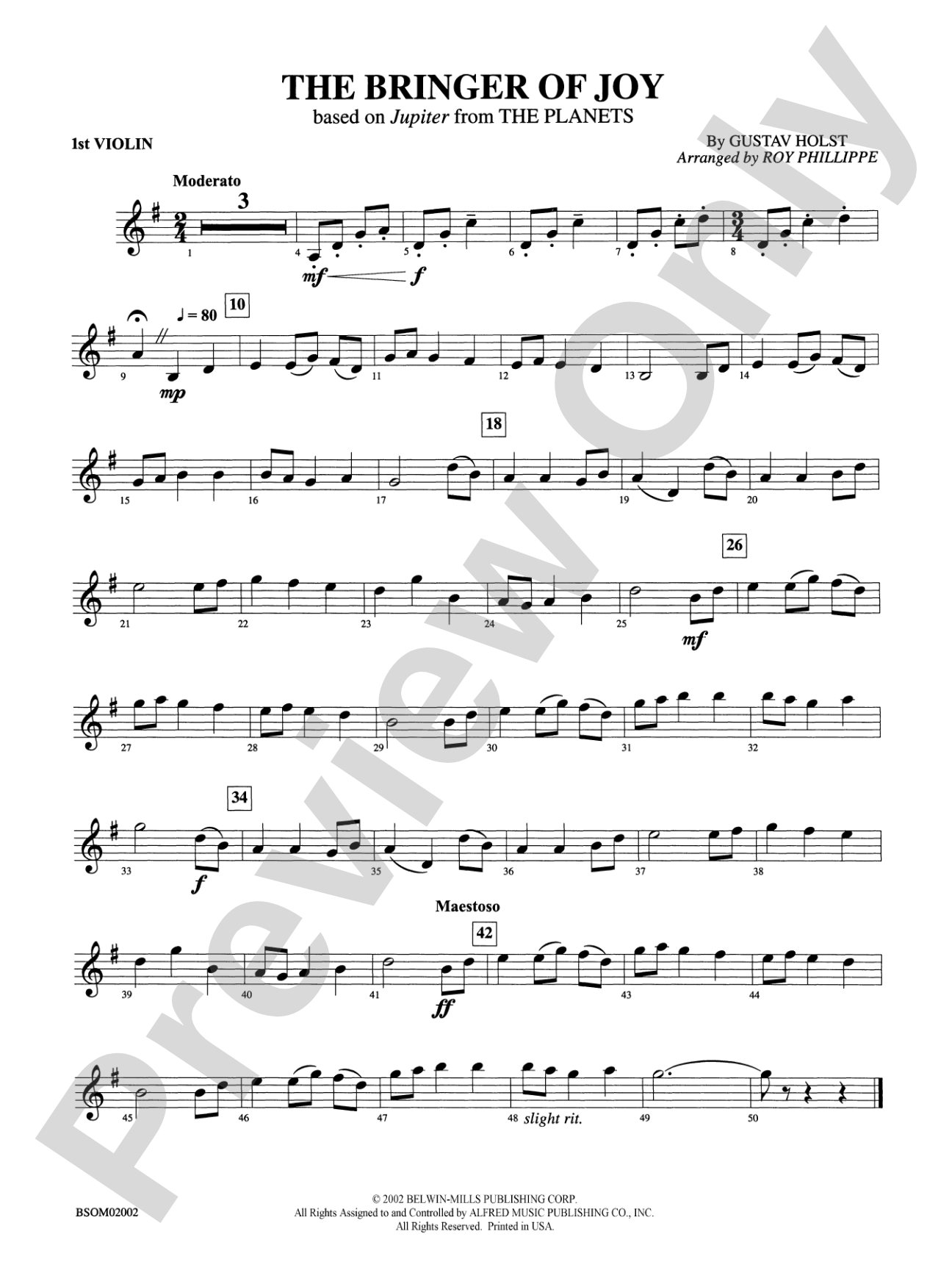 The Bringer of Joy (based on "Jupiter" from The Planets): 1st Violin