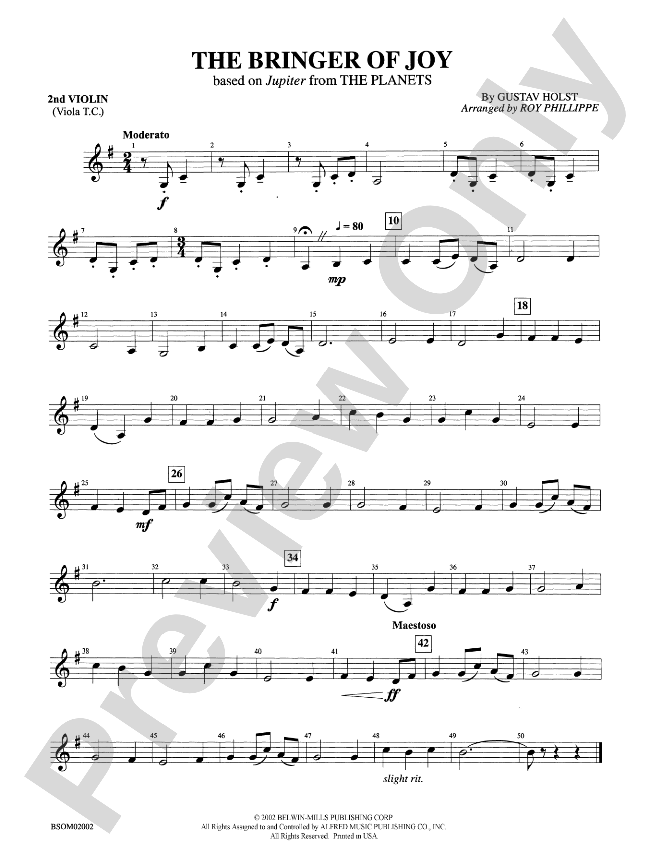 The Bringer of Joy (based on "Jupiter" from The Planets): 2nd Violin