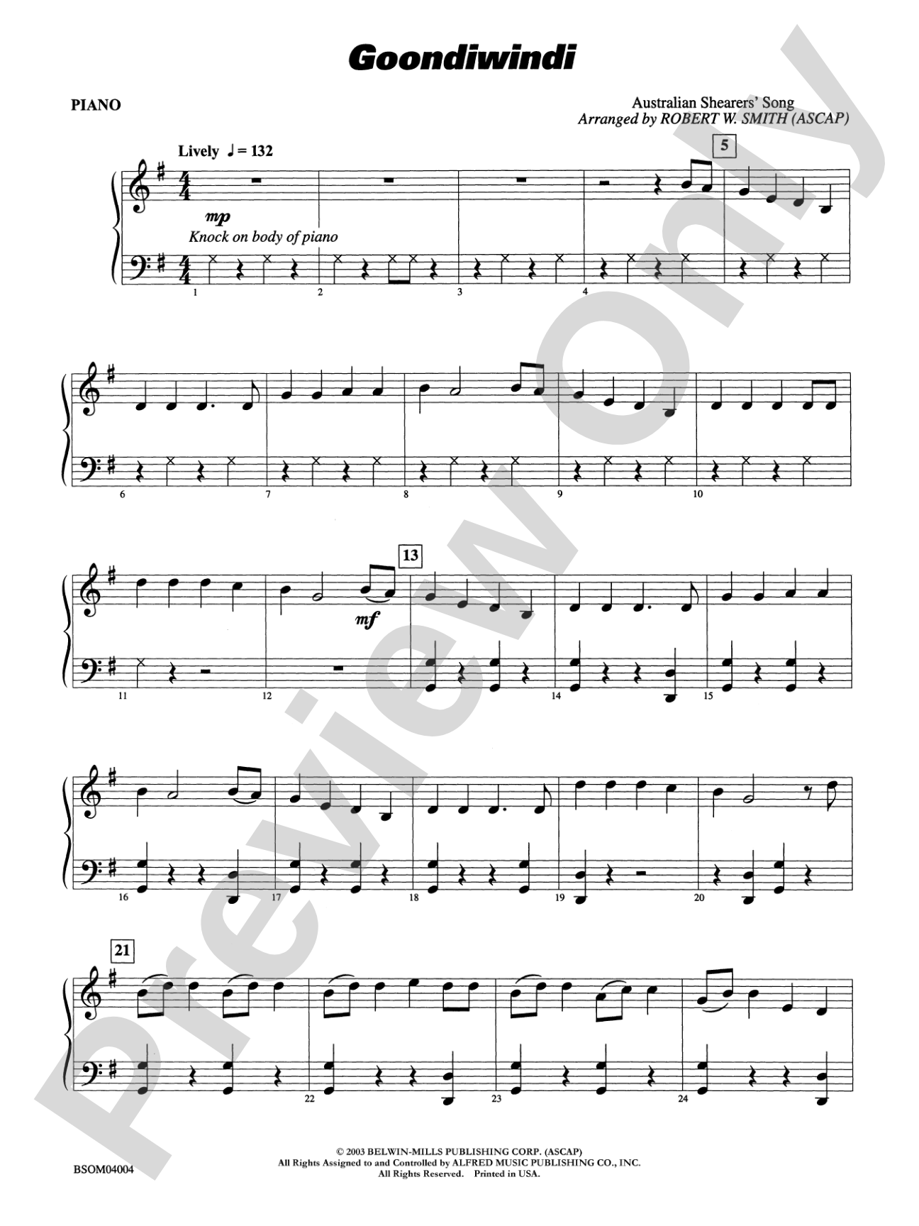 Goondiwindi: Piano Accompaniment