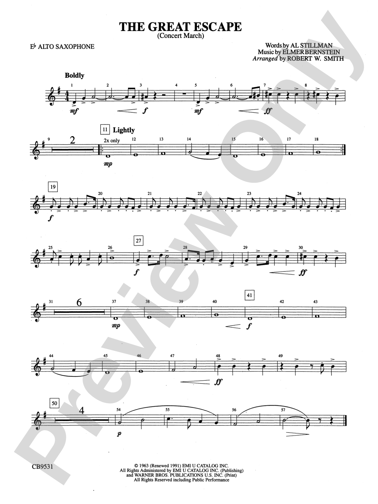 The Great Escape March: E-flat Alto Saxophone