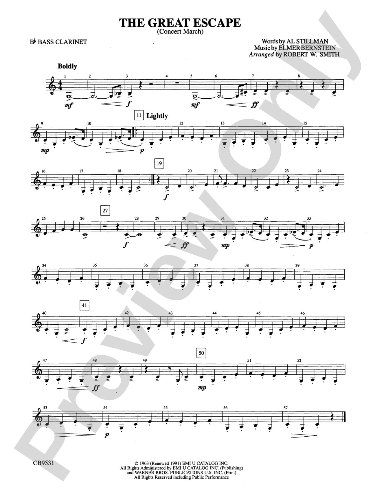 The Great Escape March: B-flat Bass Clarinet