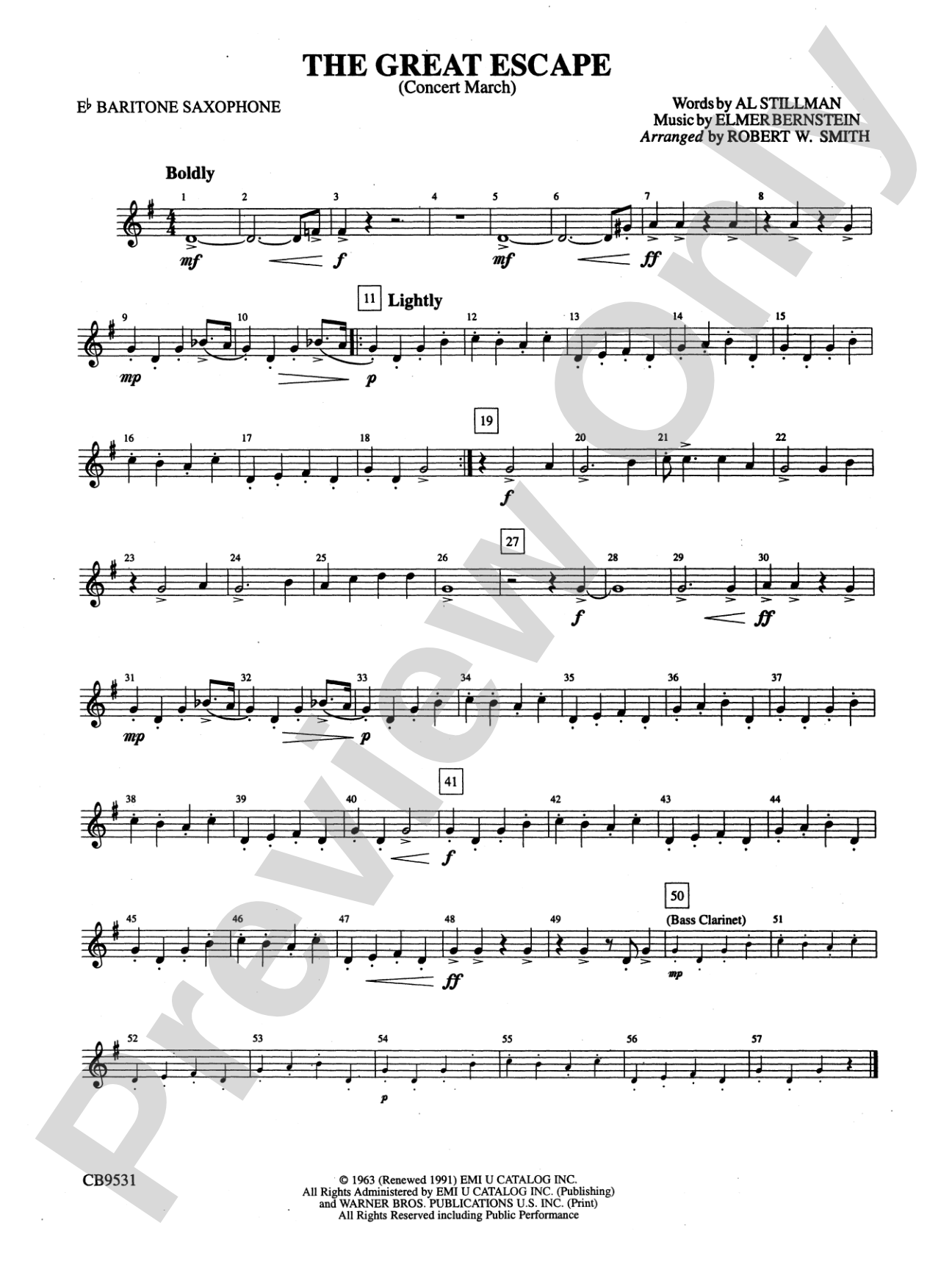 The Great Escape March: E-flat Baritone Saxophone