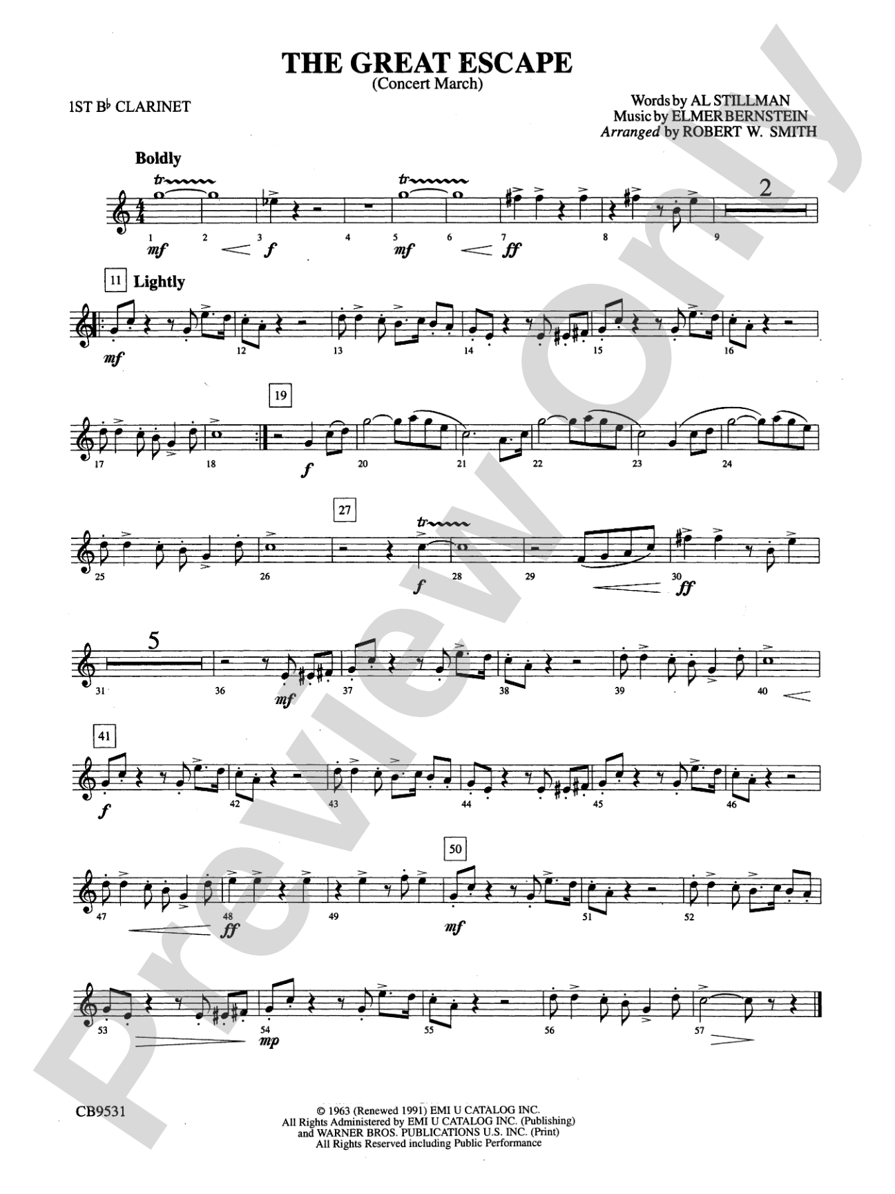 The Great Escape March: 1st B-flat Clarinet
