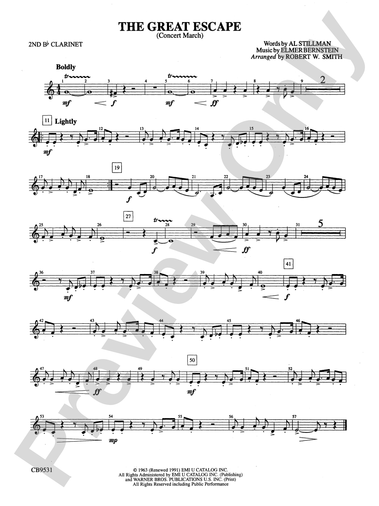 The Great Escape March: 2nd B-flat Clarinet