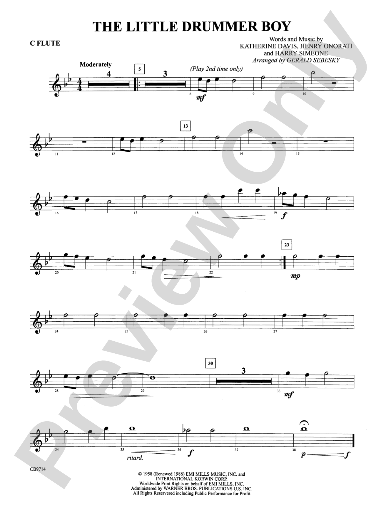 The Little Drummer Boy: Flute