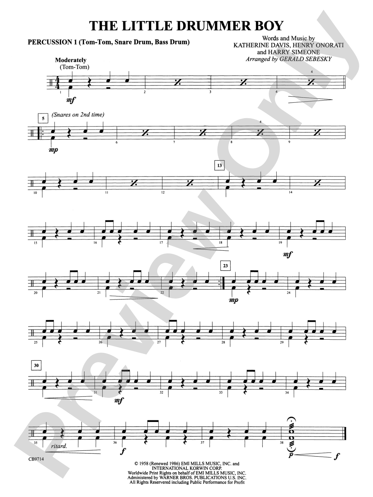 The Little Drummer Boy: 1st Percussion