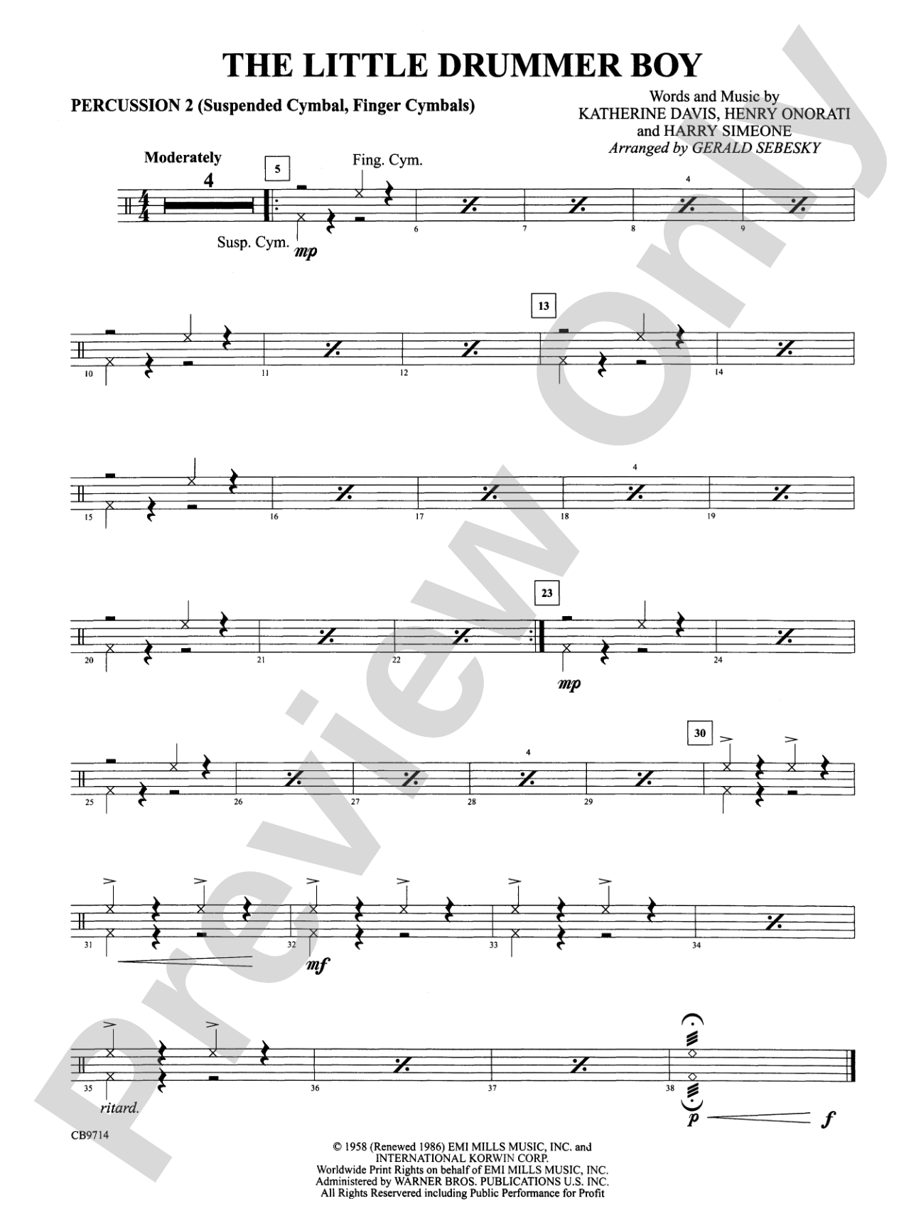 The Little Drummer Boy: 2nd Percussion