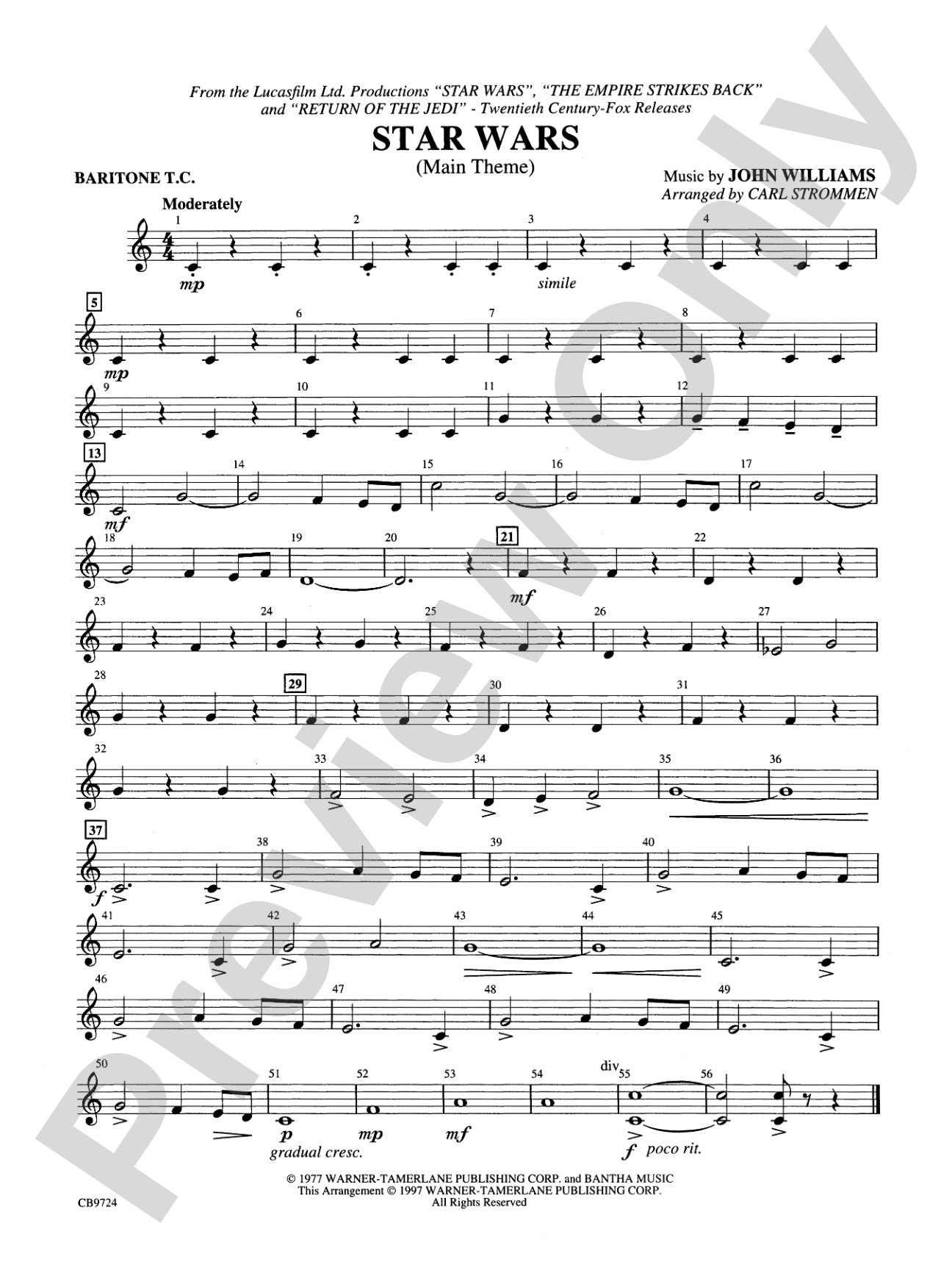 Star Wars® Main Theme: Baritone T.C.