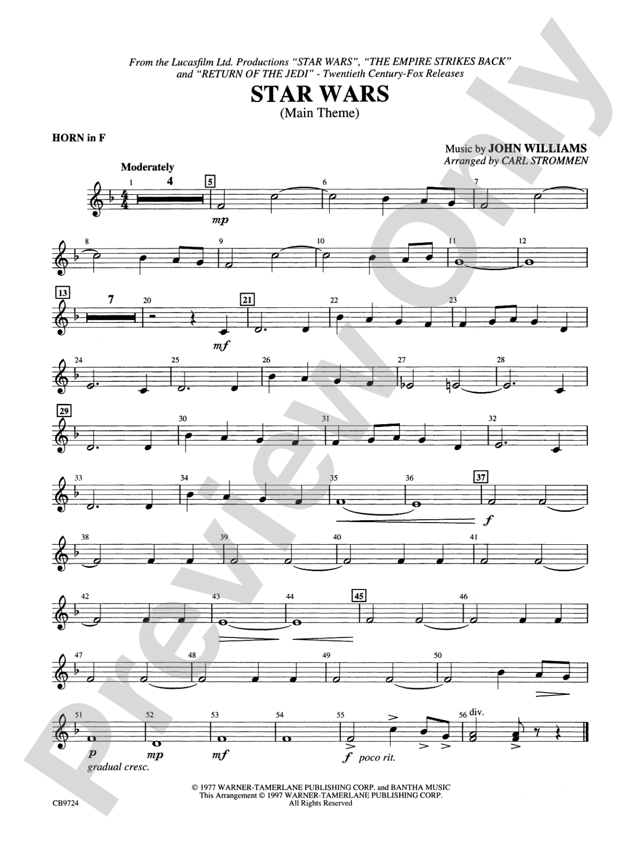Star Wars® Main Theme: 1st F Horn