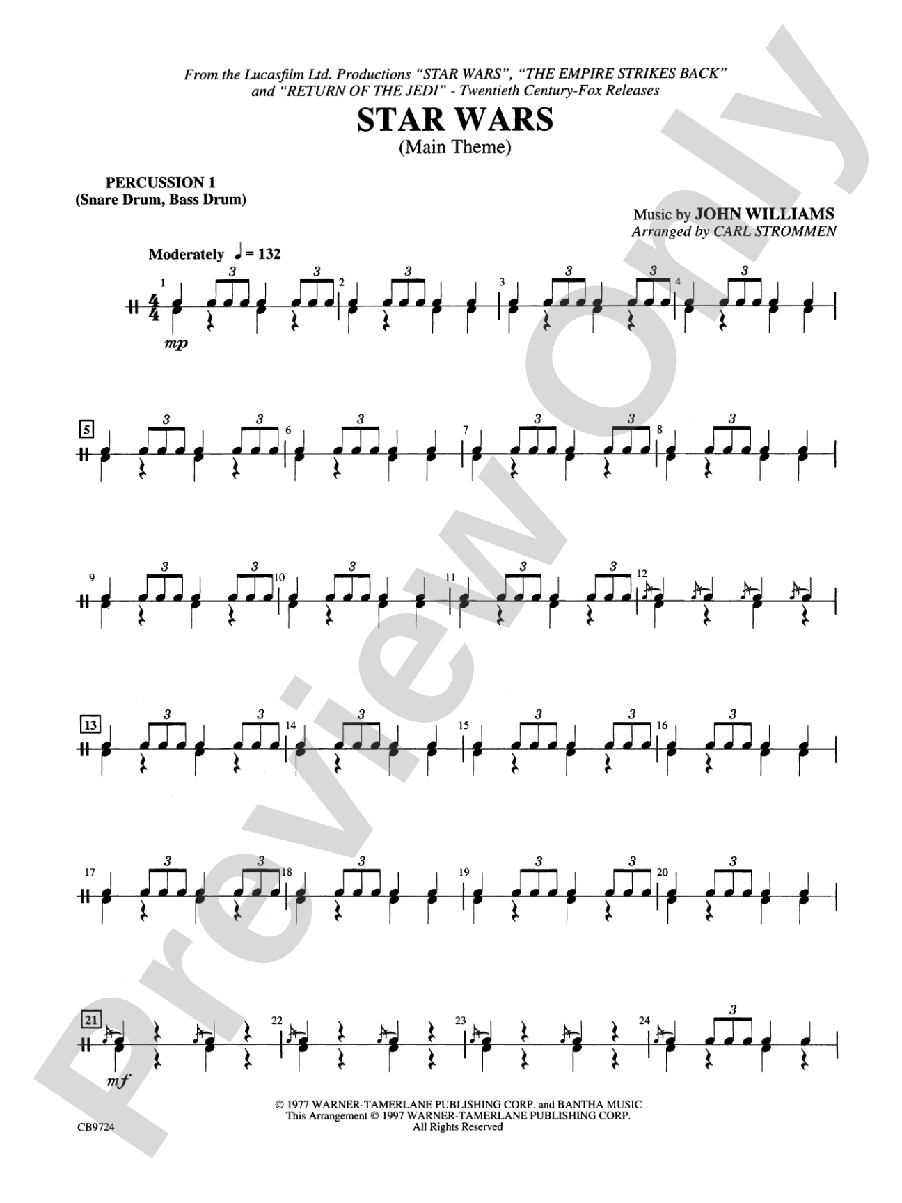 Star Wars® Main Theme: 1st Percussion
