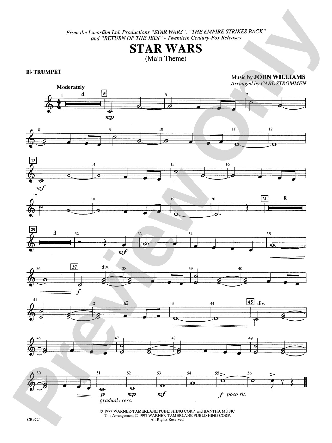 Star Wars® Main Theme: 1st B-flat Trumpet