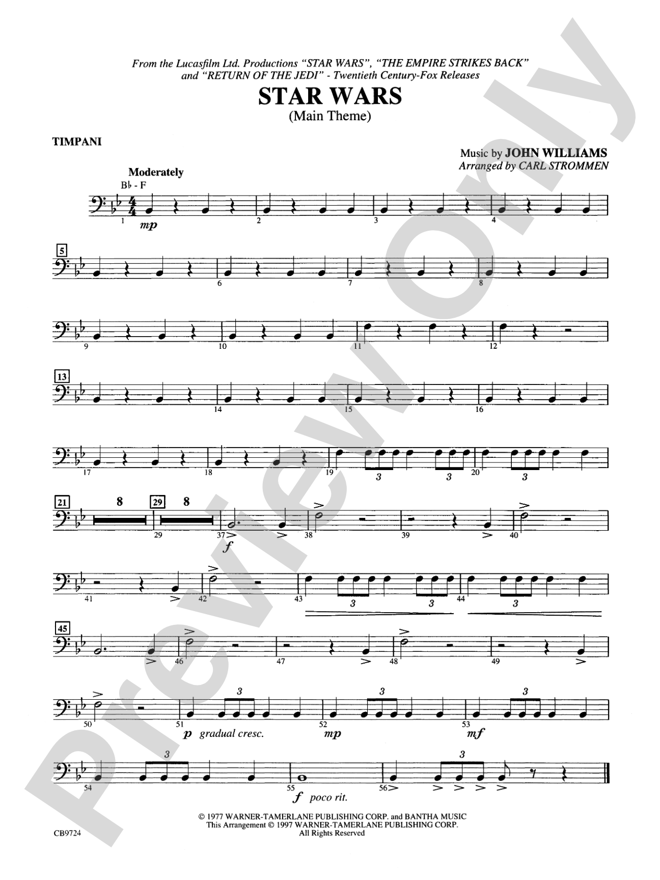 Star Wars® Main Theme: Timpani