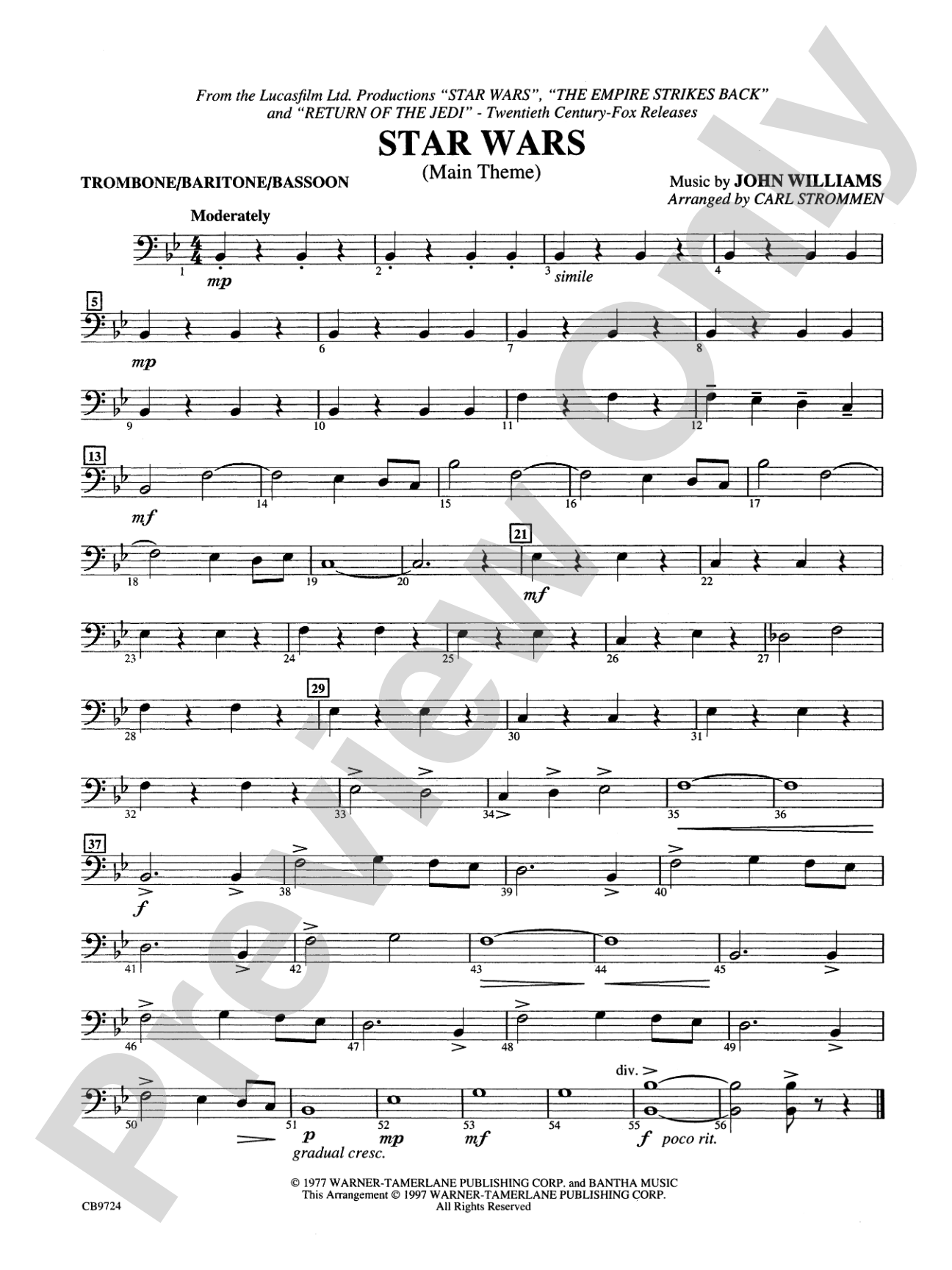 Star Wars® Main Theme: 1st Trombone