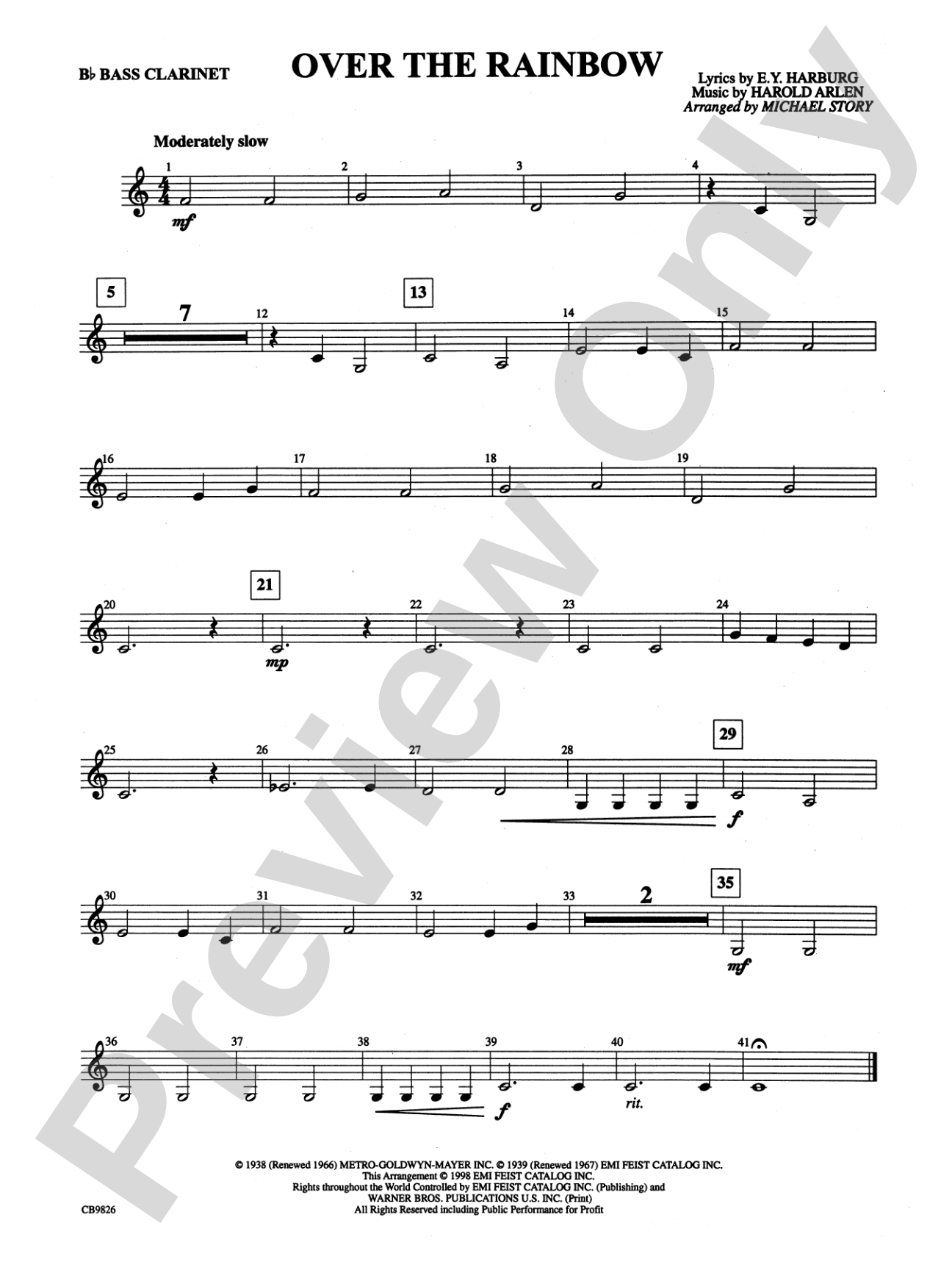 Over the Rainbow: B-flat Bass Clarinet
