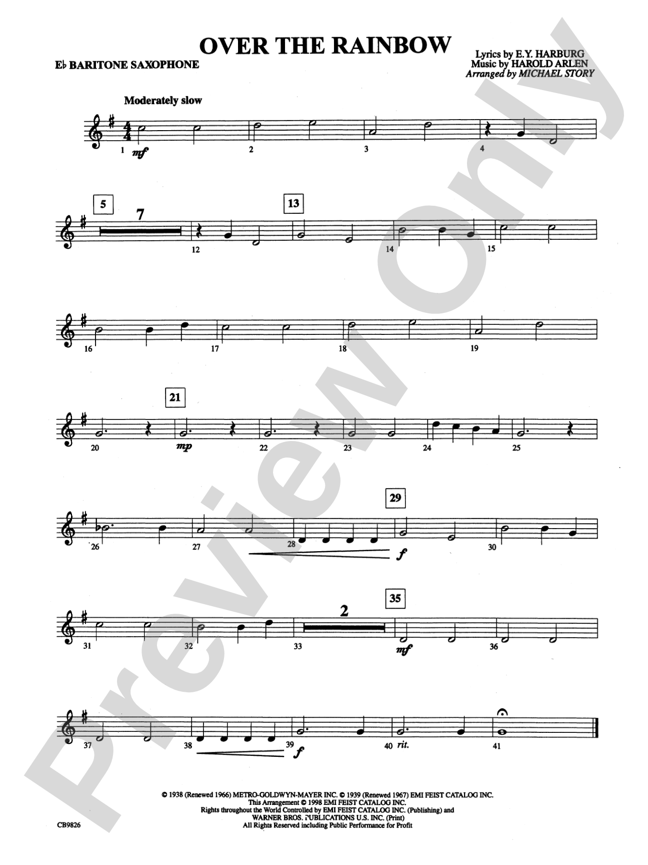 Over the Rainbow: E-flat Baritone Saxophone