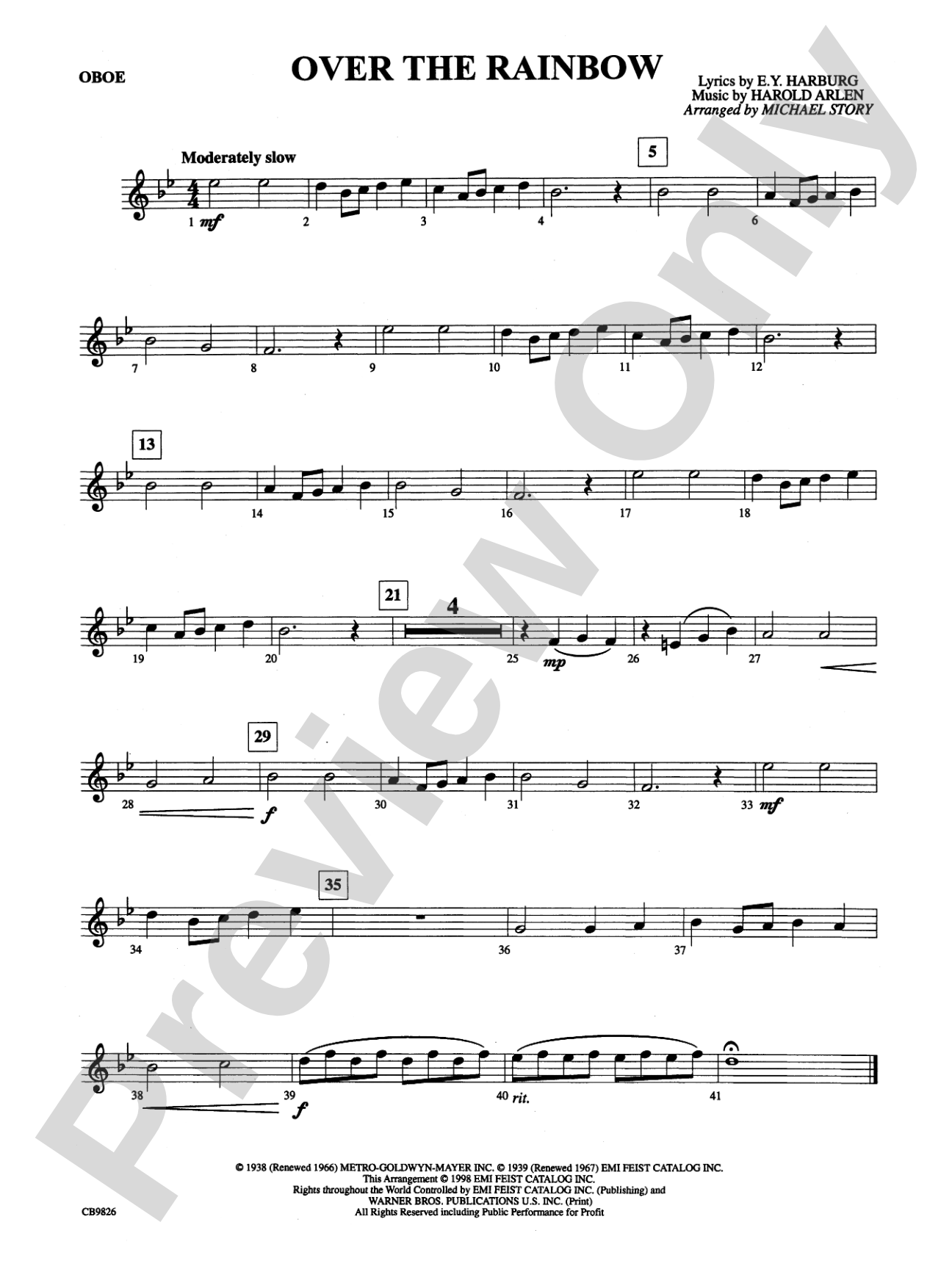 Over the Rainbow: Oboe