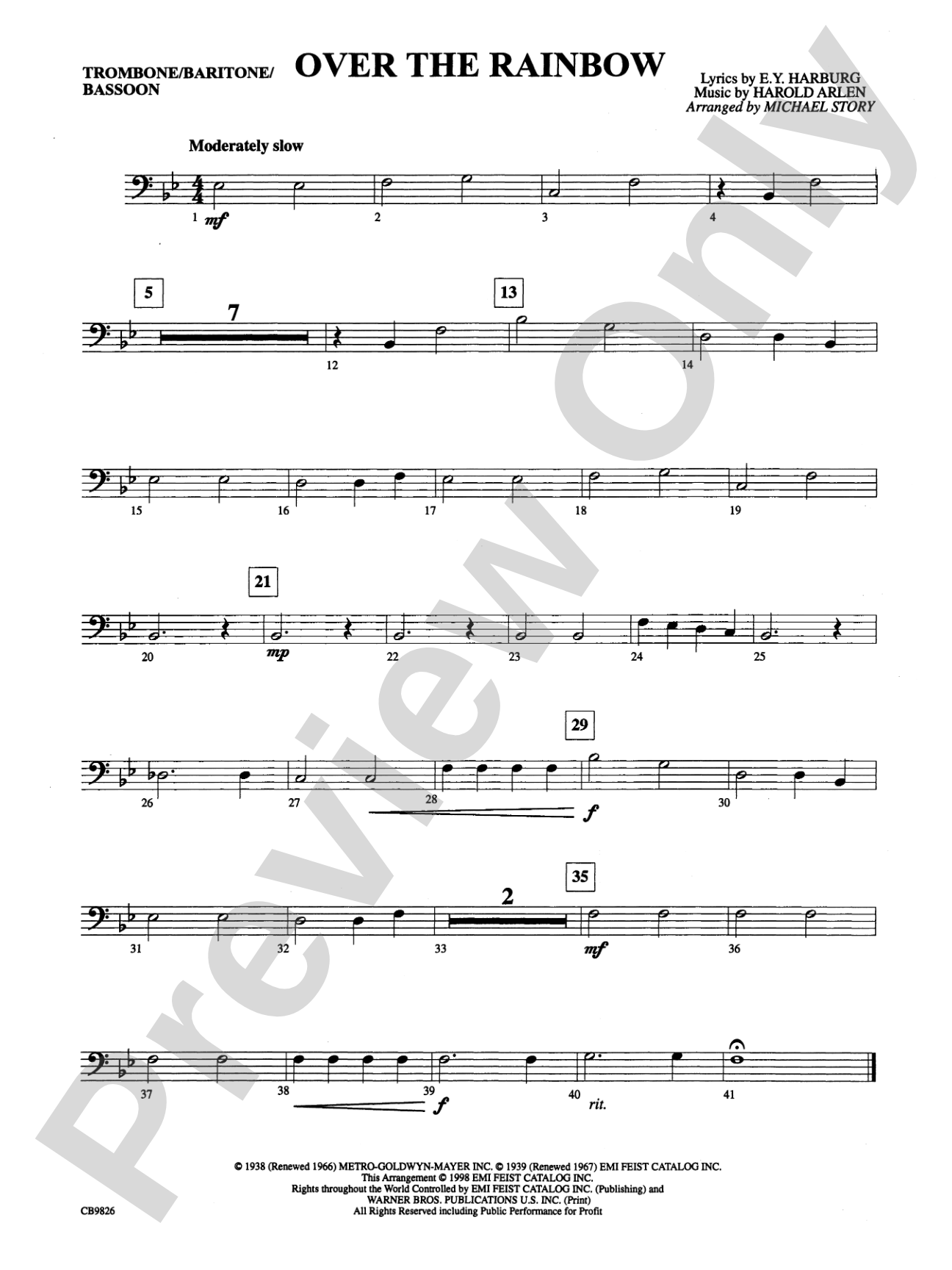 Over the Rainbow: 1st Trombone