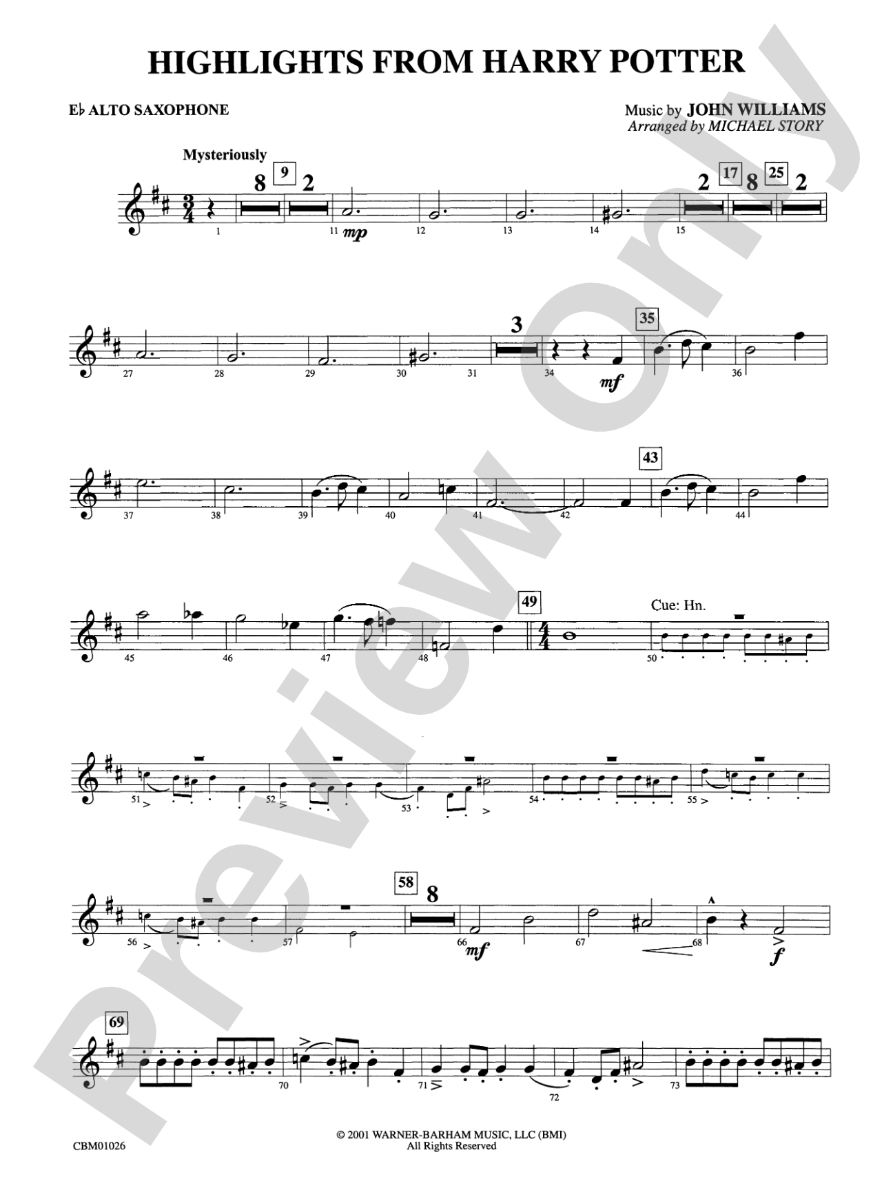 Harry Potter, Highlights from: E-flat Alto Saxophone