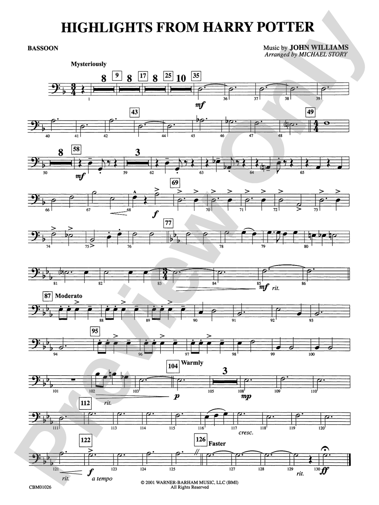 Harry Potter, Highlights from: Bassoon
