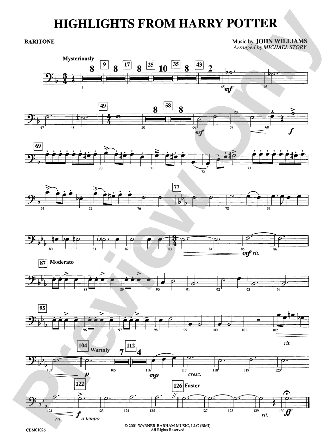 Harry Potter, Highlights from: Baritone B.C.