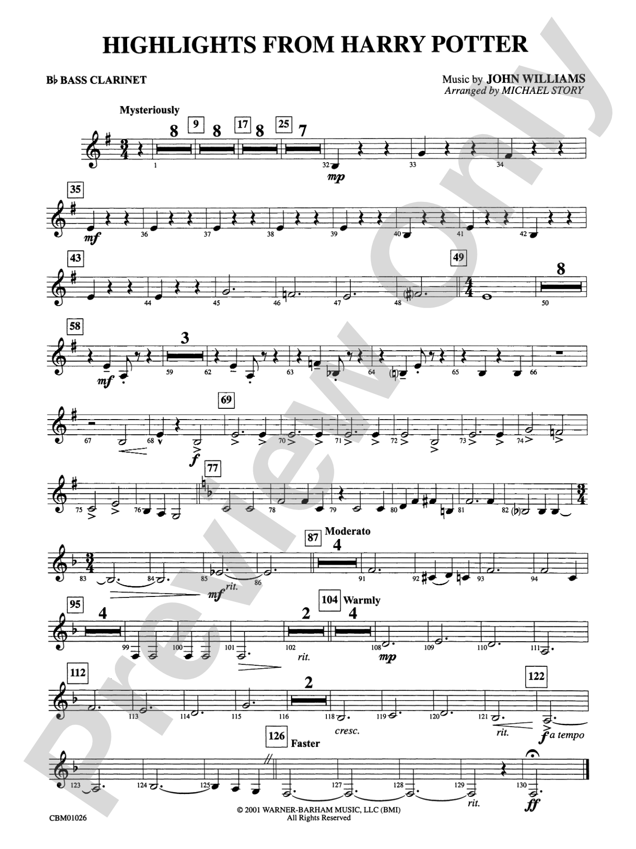 Harry Potter, Highlights from: B-flat Bass Clarinet