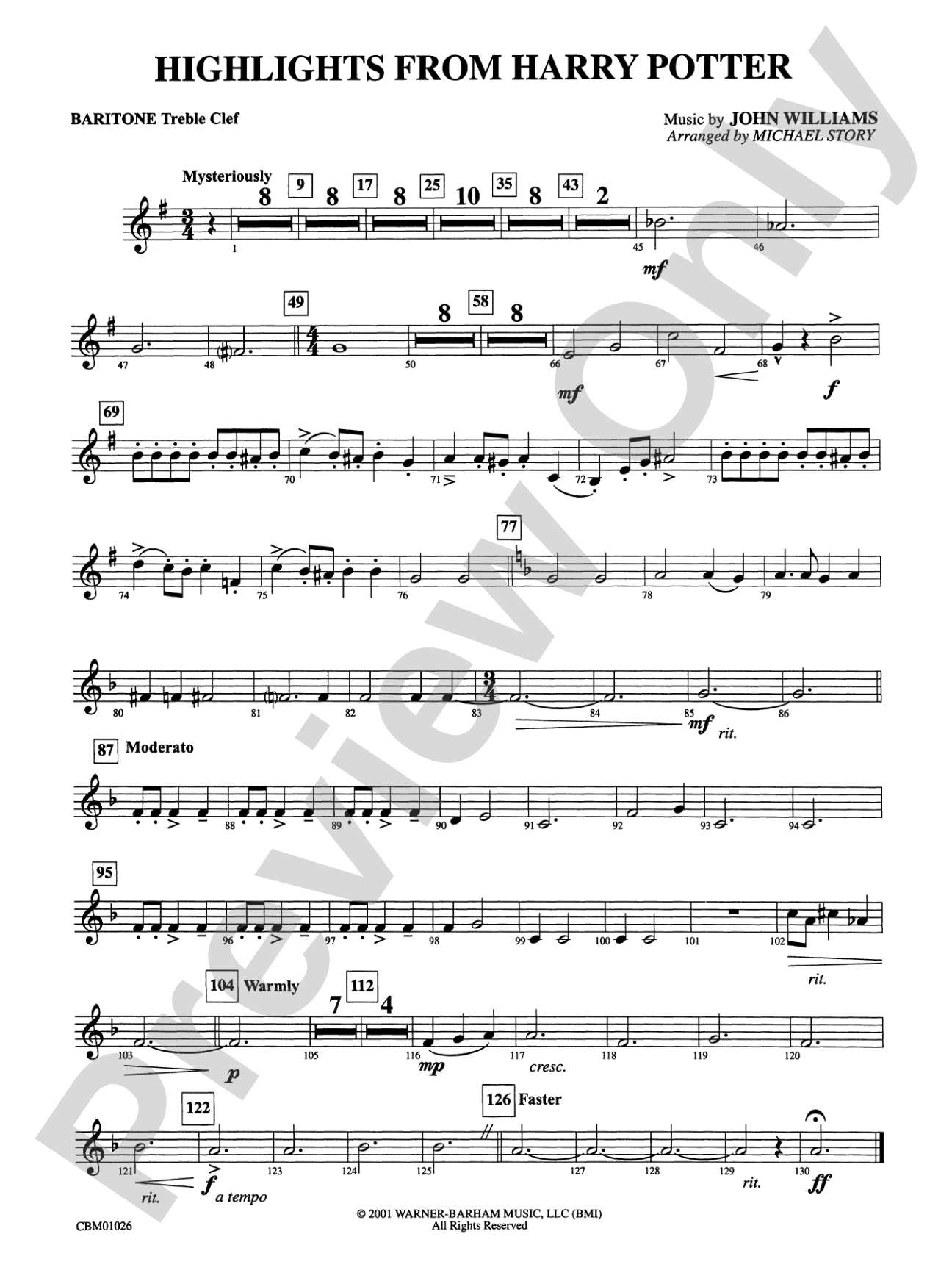Harry Potter, Highlights from: Baritone T.C.
