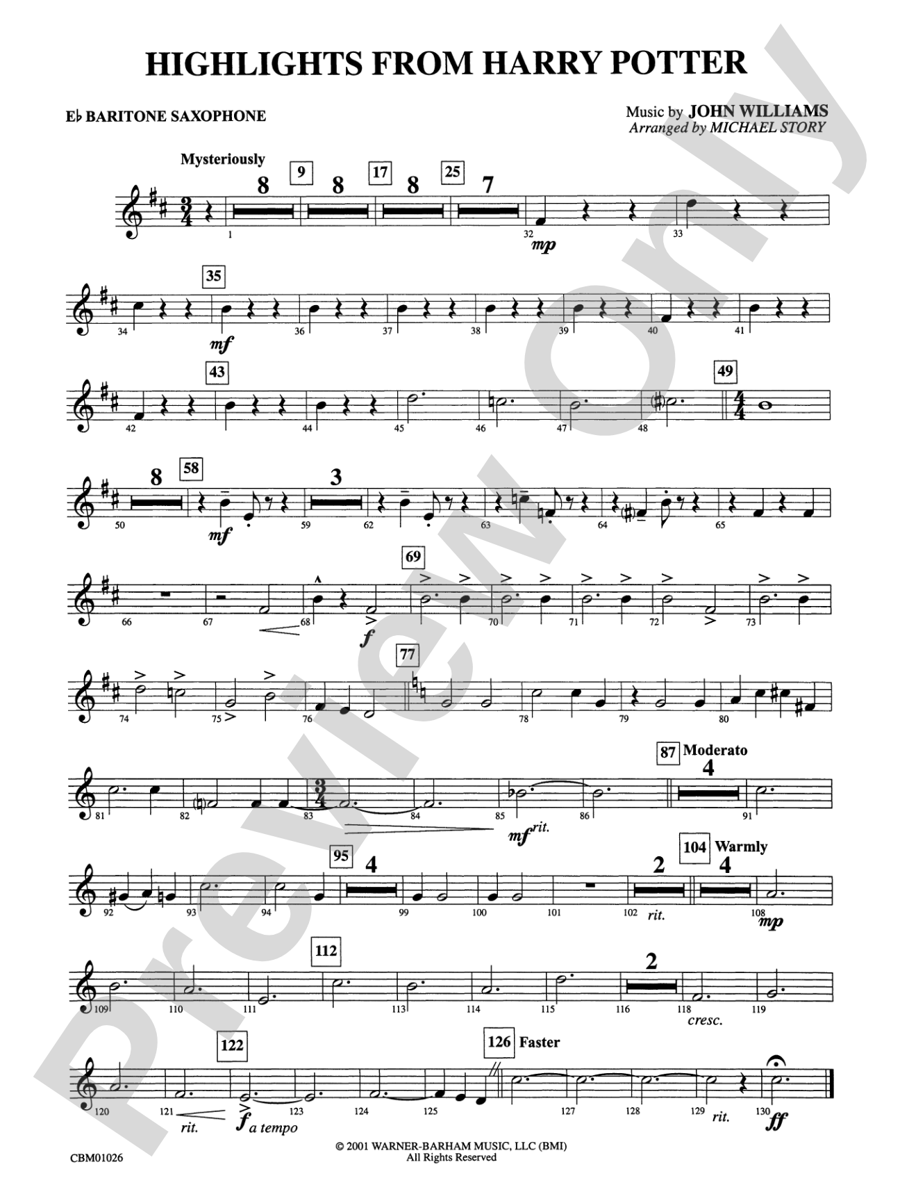 Harry Potter, Highlights from: E-flat Baritone Saxophone