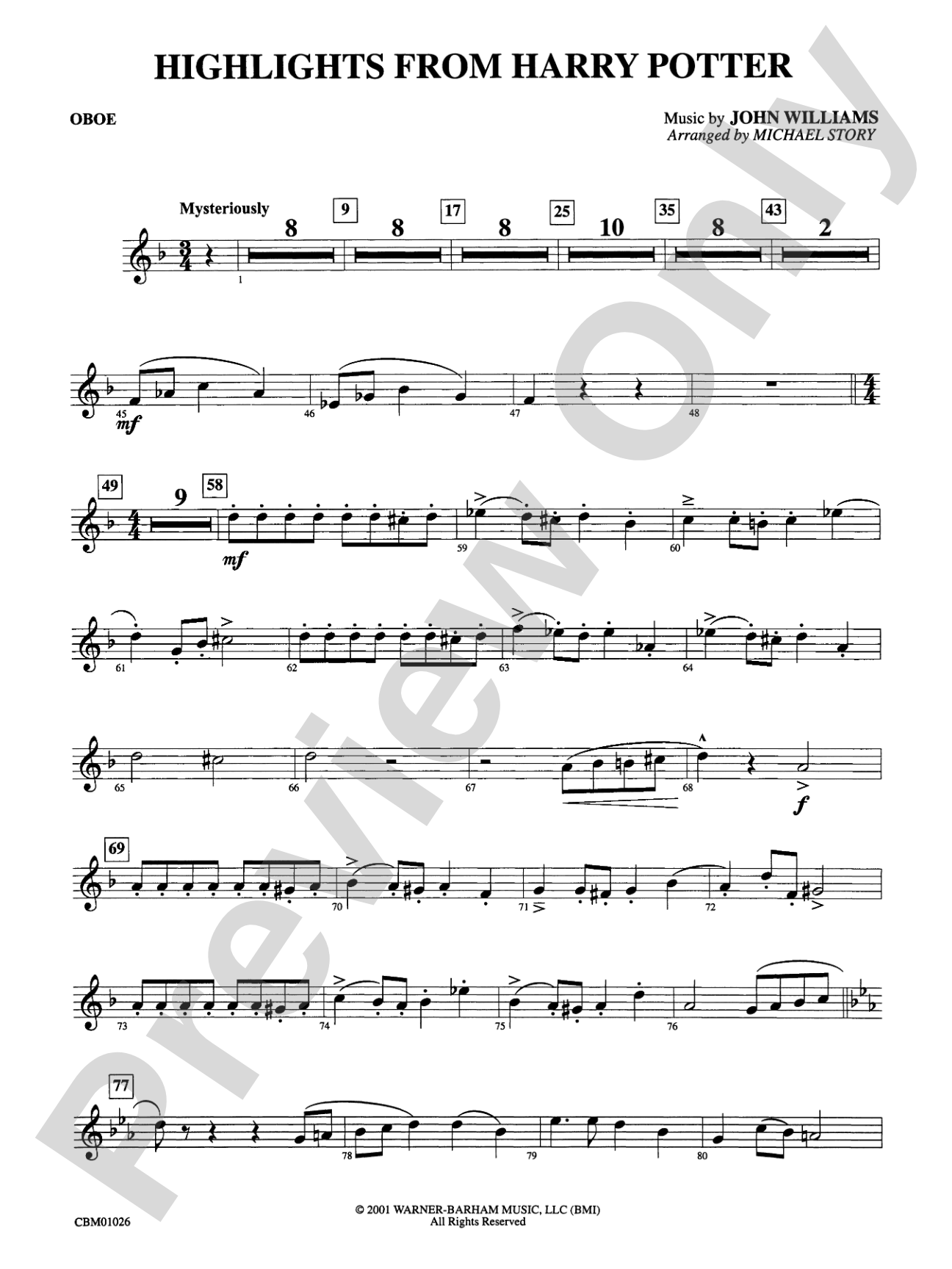 Harry Potter, Highlights from: Oboe
