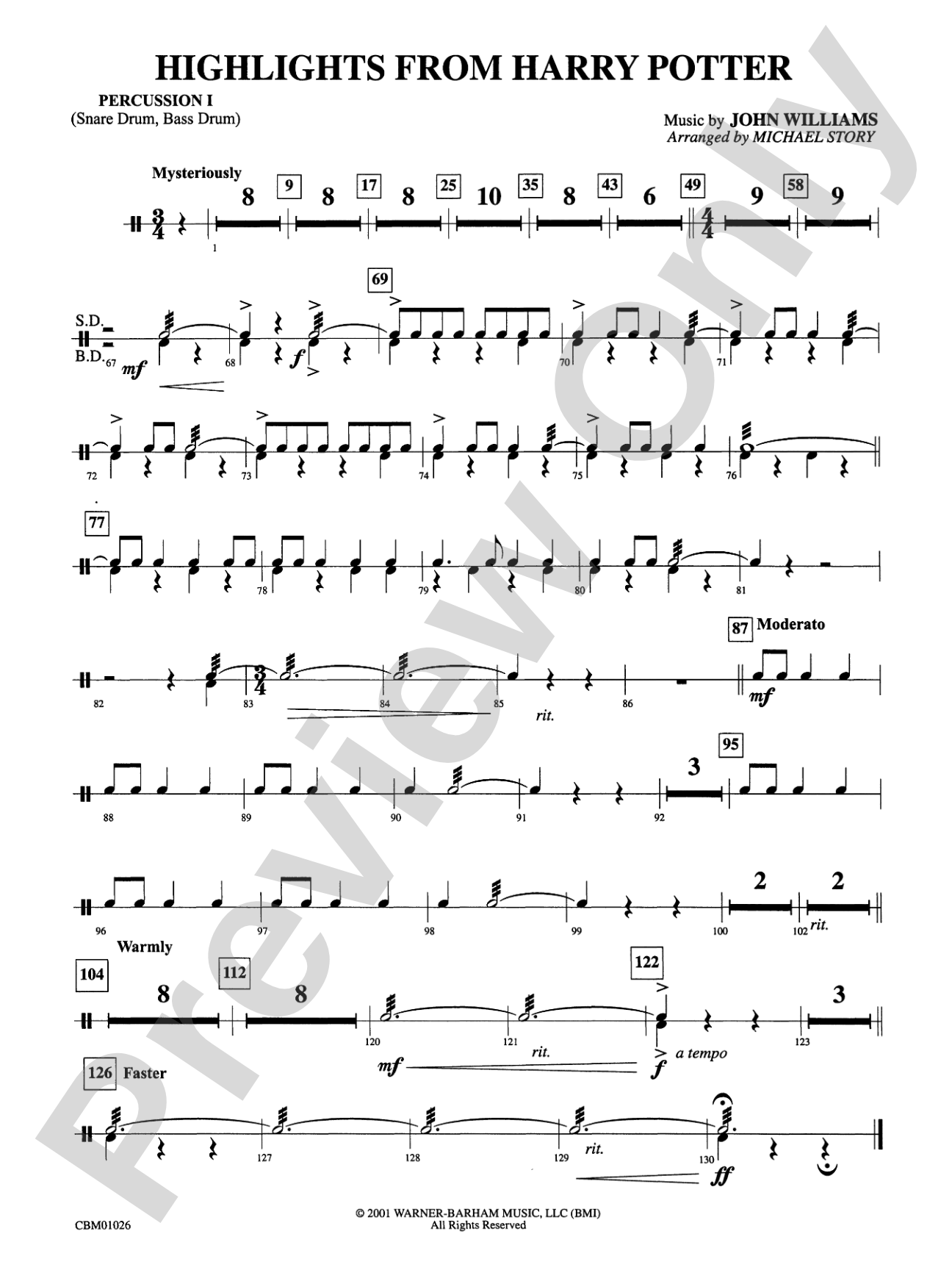 Harry Potter, Highlights from: 1st Percussion