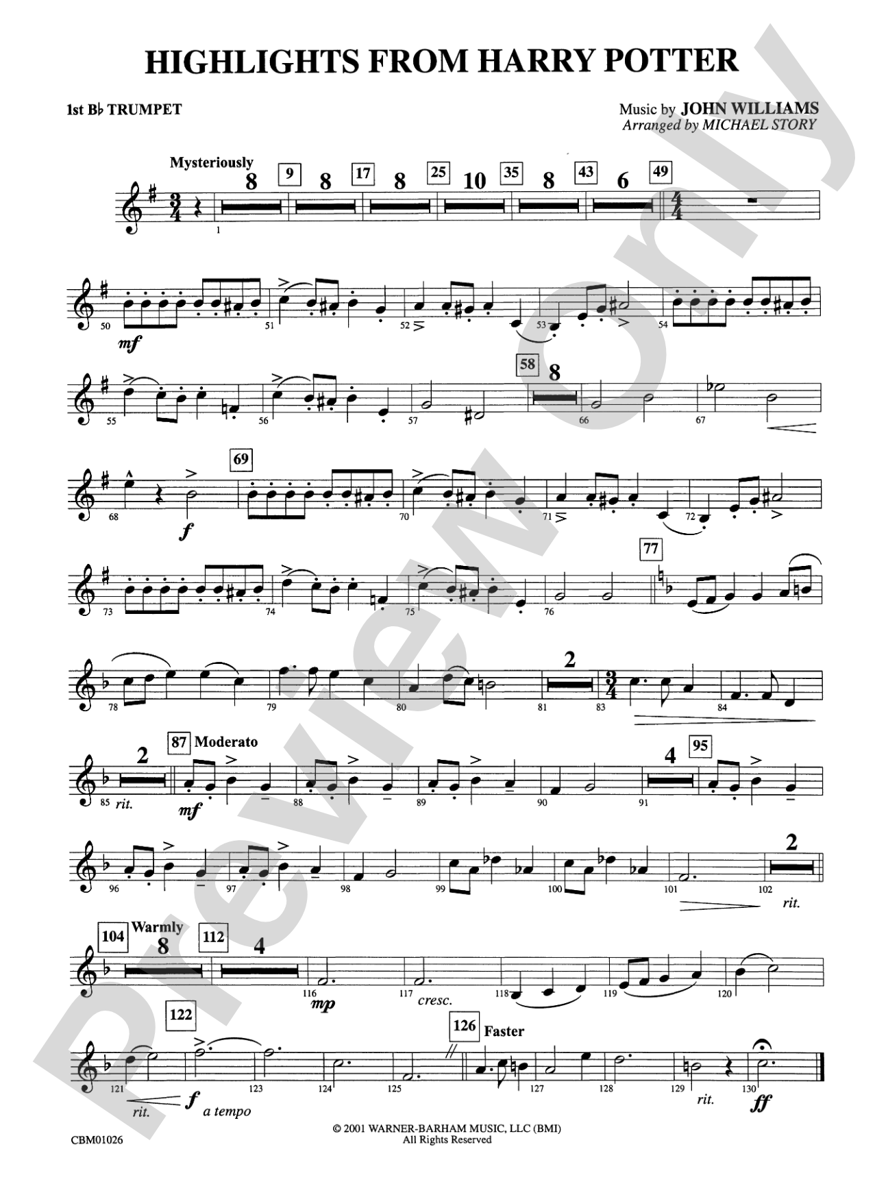 Harry Potter, Highlights from: 1st B-flat Trumpet