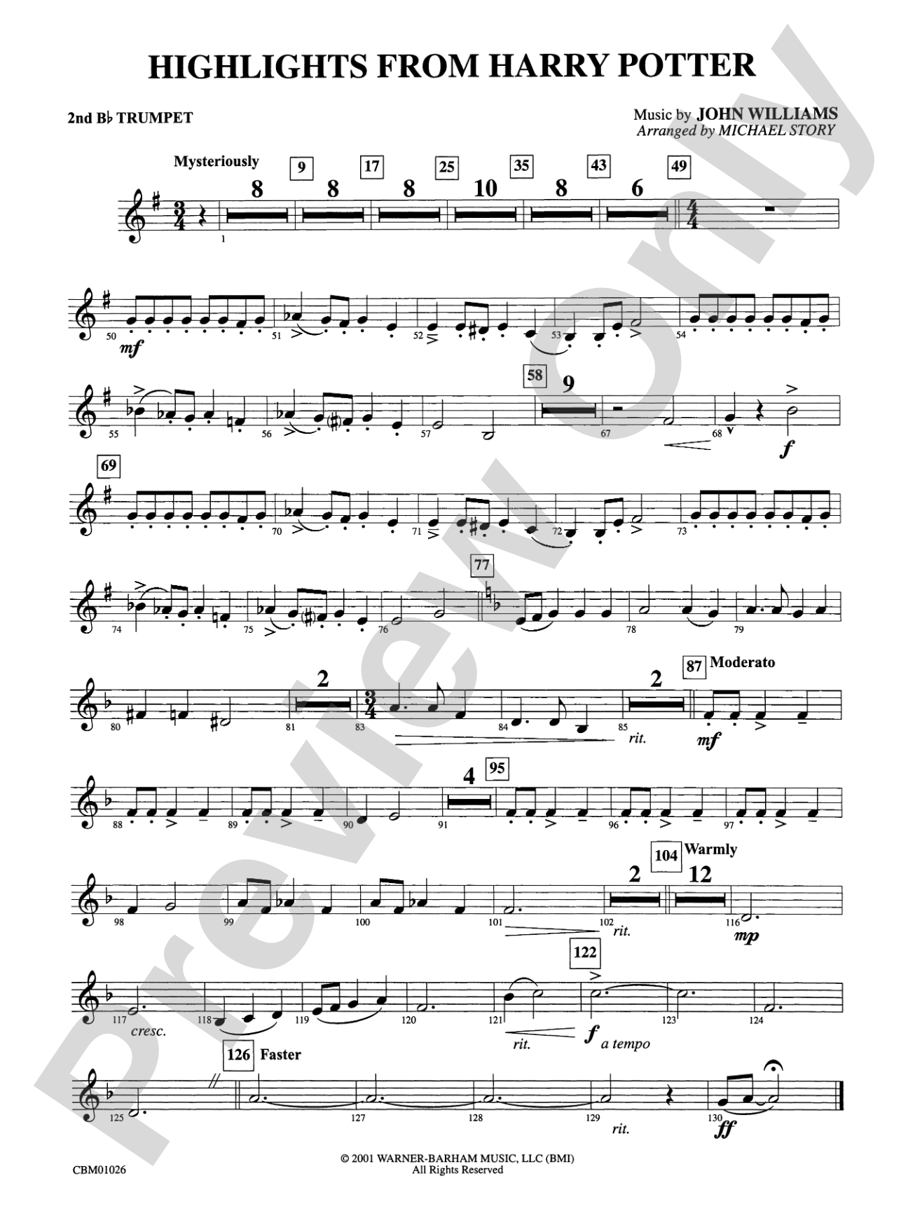 Harry Potter, Highlights from: 2nd B-flat Trumpet