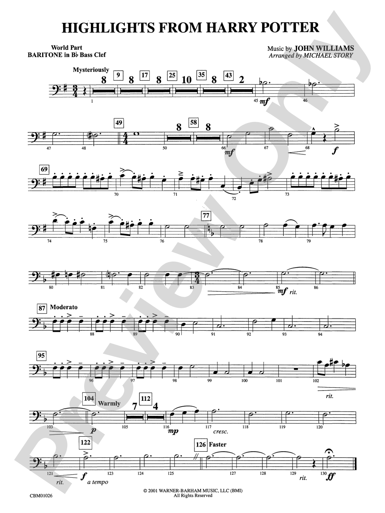 Harry Potter, Highlights from: (wp) B-flat Baritone B.C.