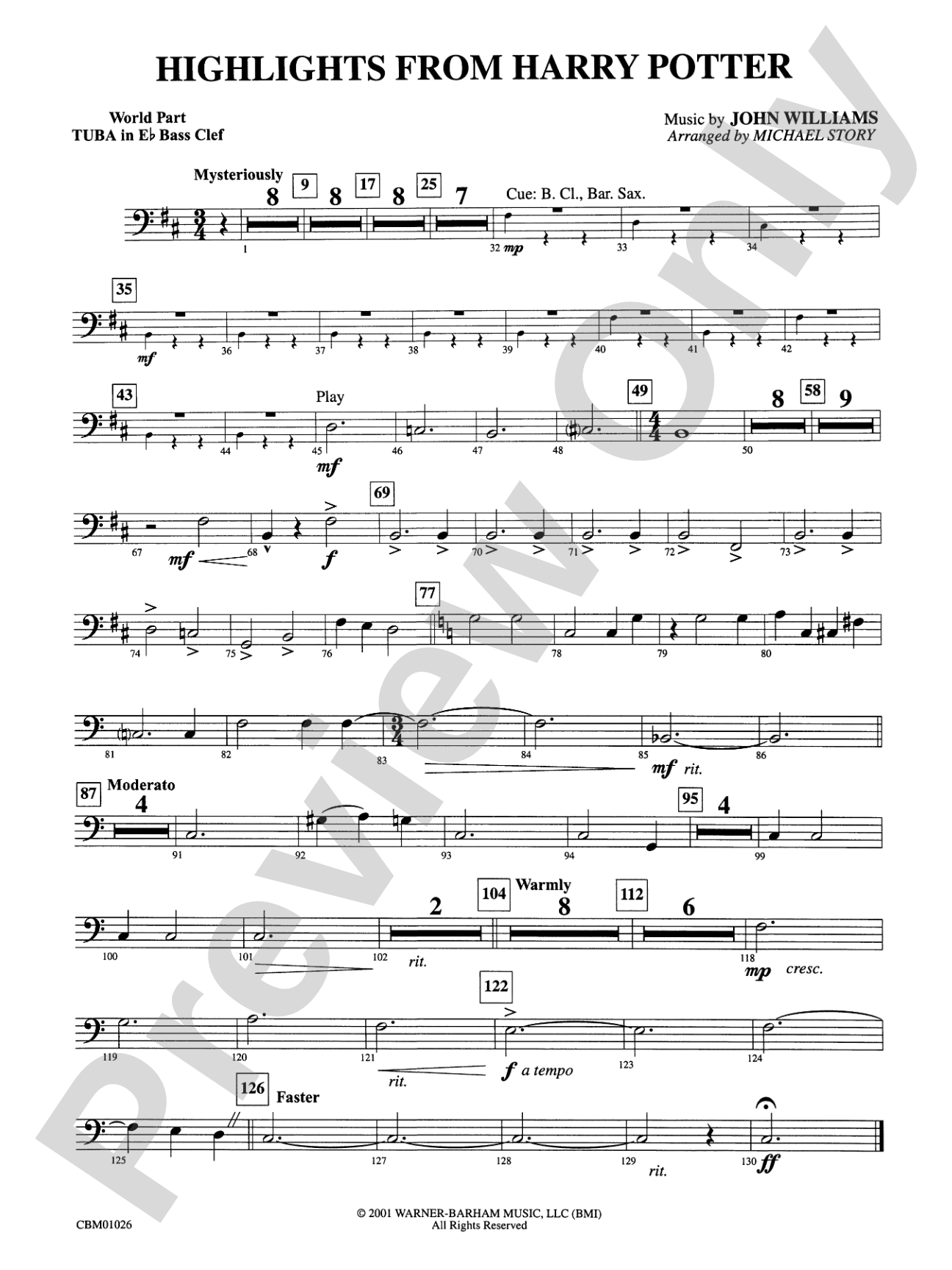 Harry Potter, Highlights from: (wp) E-flat Tuba B.C.
