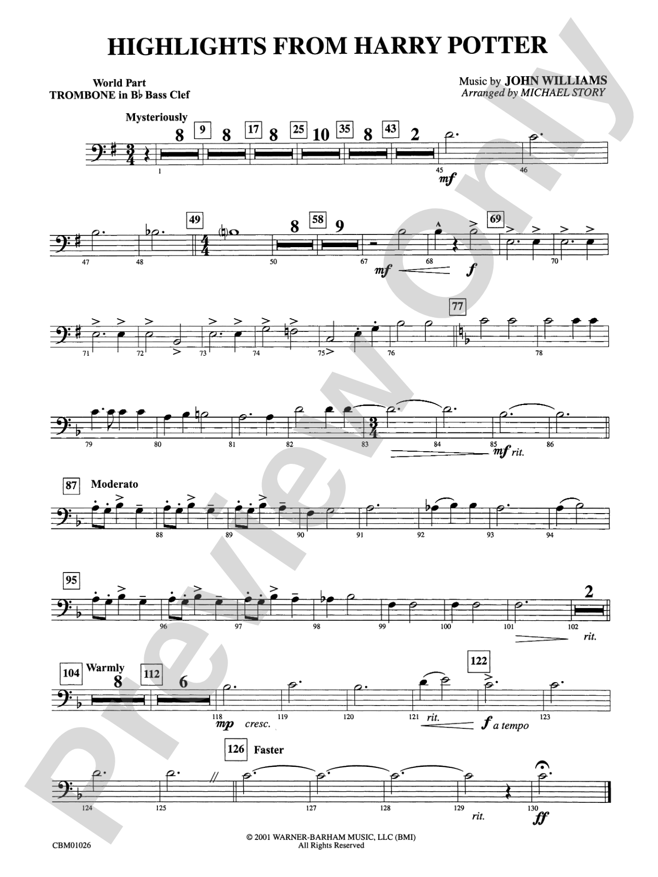 Harry Potter, Highlights from: (wp) 1st B-flat Trombone B.C.
